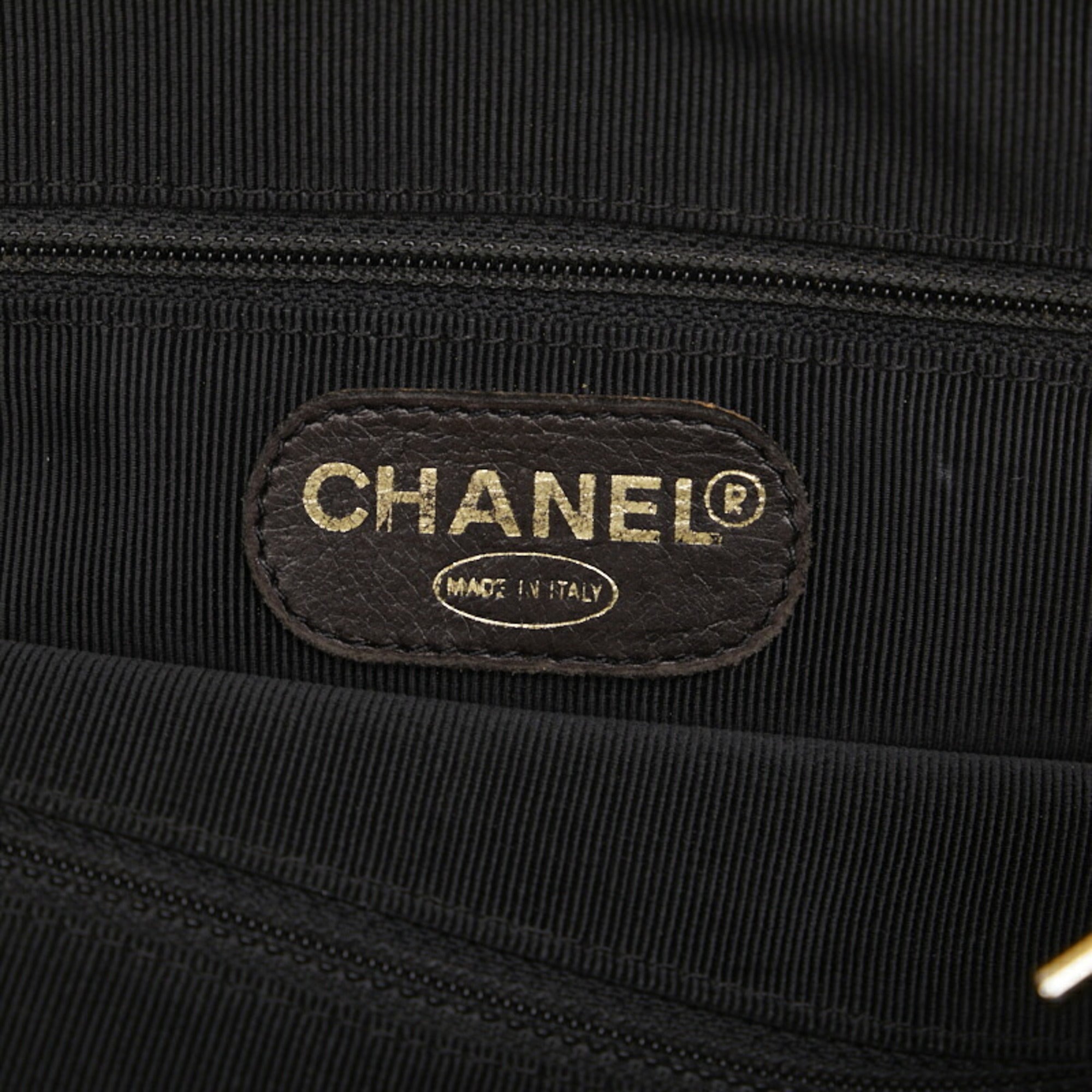CHANEL Triple Coco Mark Chain Shoulder Bag Black Caviar Skin Women's