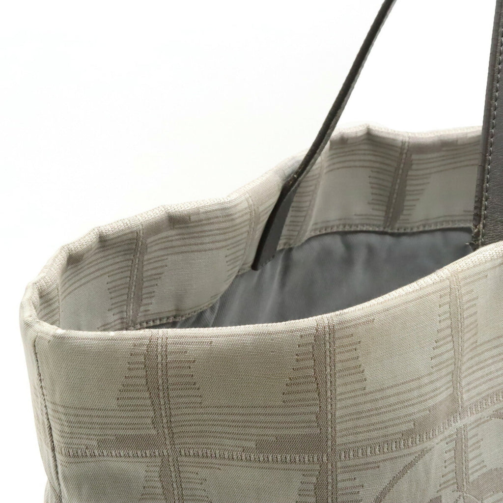 CHANEL New Line Large Tote Bag Shoulder Nylon Jacquard Leather Gray 7148