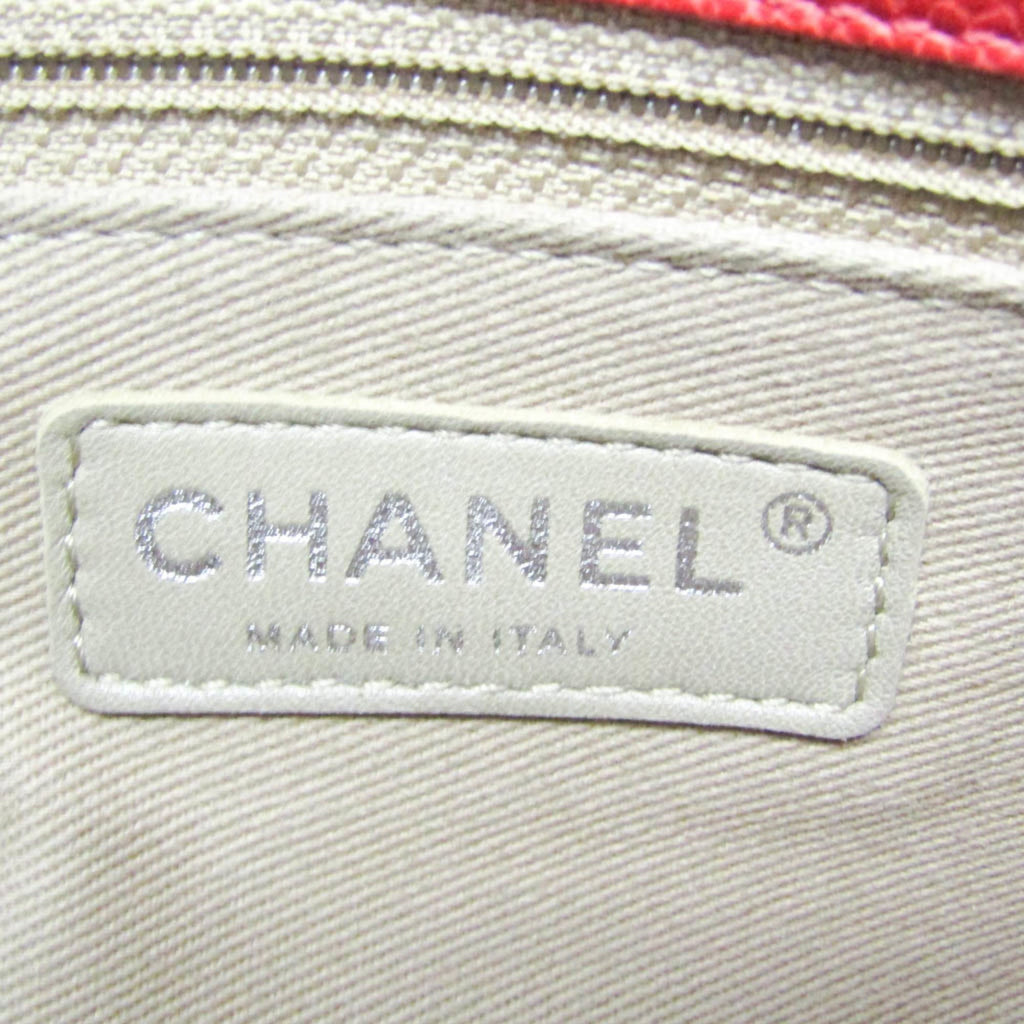 CHANEL Caviar Skin Matelasse Women's Leather Shoulder Bag Red Color