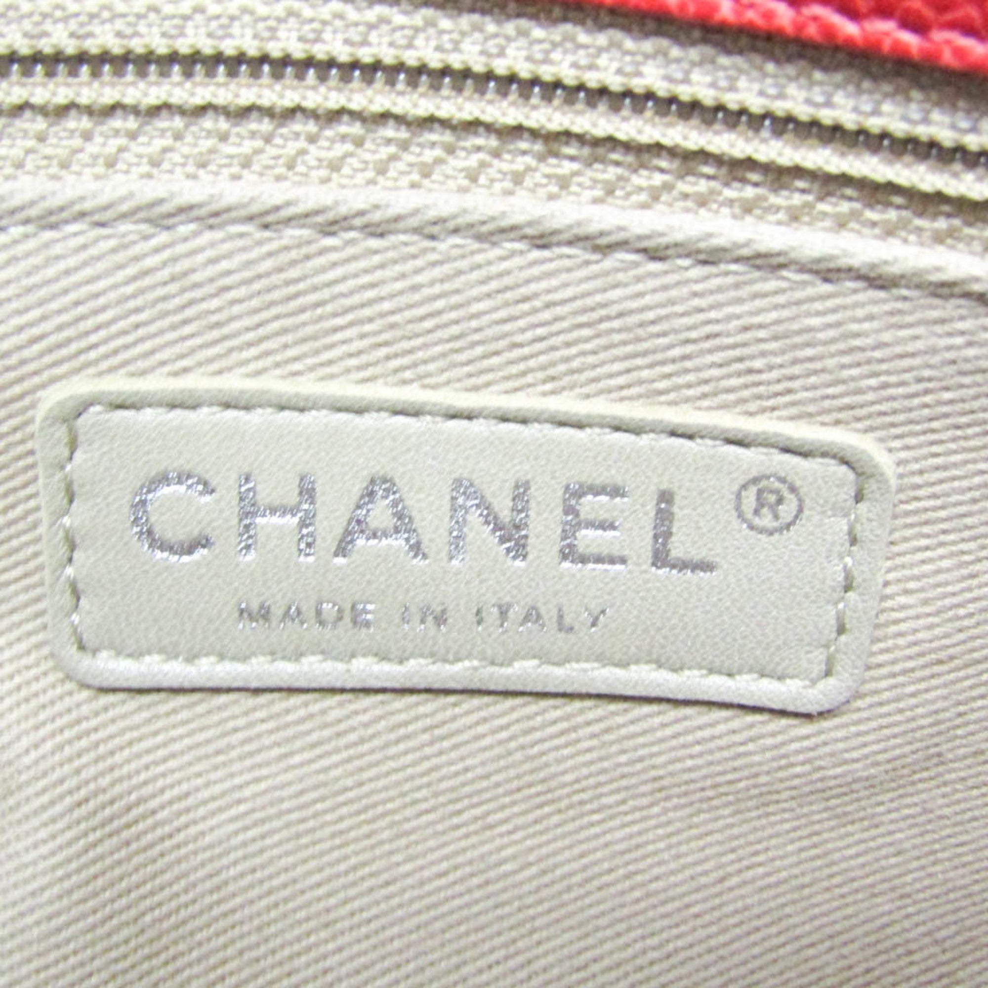 CHANEL Caviar Skin Matelasse Women's Leather Shoulder Bag Red Color