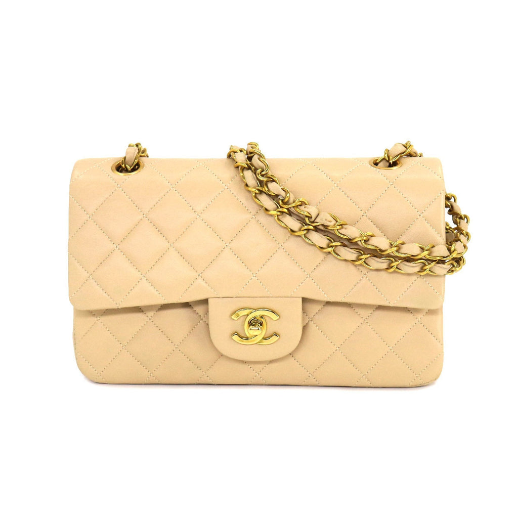 CHANEL Matelasse 23 Chain Shoulder Bag Leather Beige A01113 Vintage Coco Mark Gold Hardware