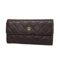 CHANEL  Matelasse Gold Hardware Women's Leather Long Wallet [bi-fold] Purple