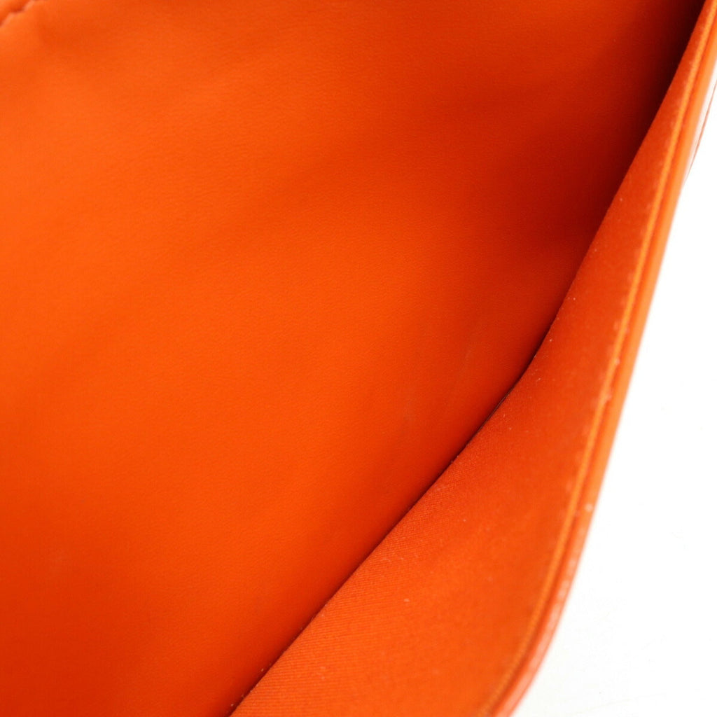 CHANEL Coco Mark Chain Shoulder Bag Patent Leather Enamel Orange 8654