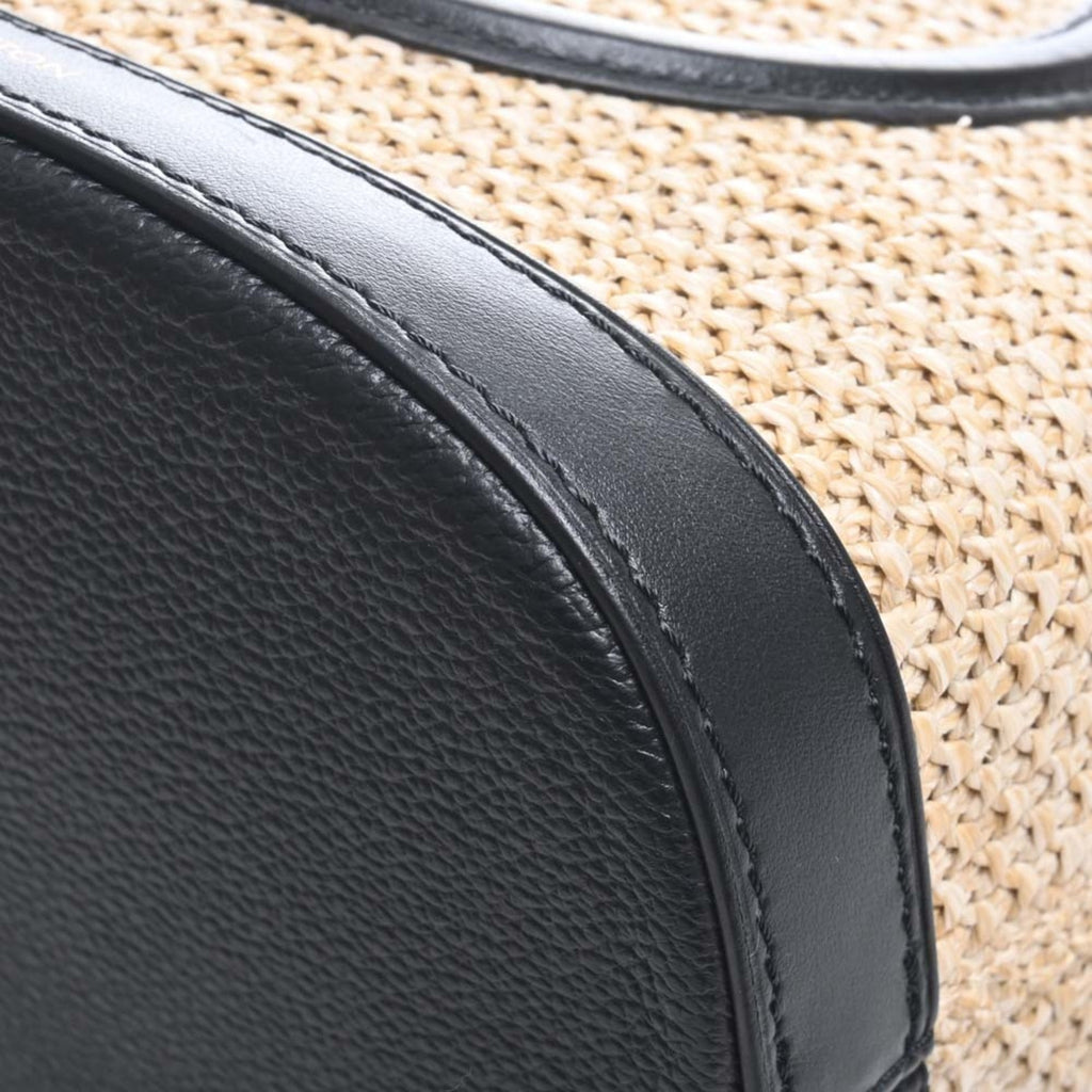 LOUIS VUITTON Raffia Leather Petit Bucket 2WAY Handbag M59961 Natural/Black Ladies