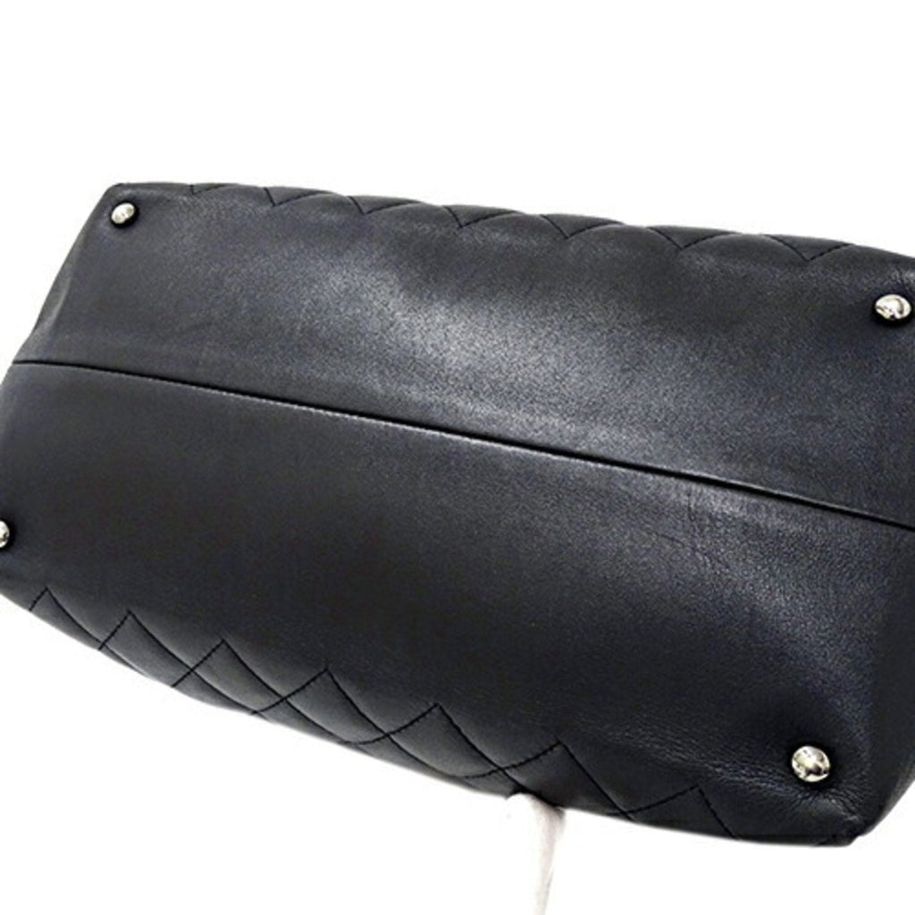 CHANEL bag matelasse lady's tote handbag 2way leather black