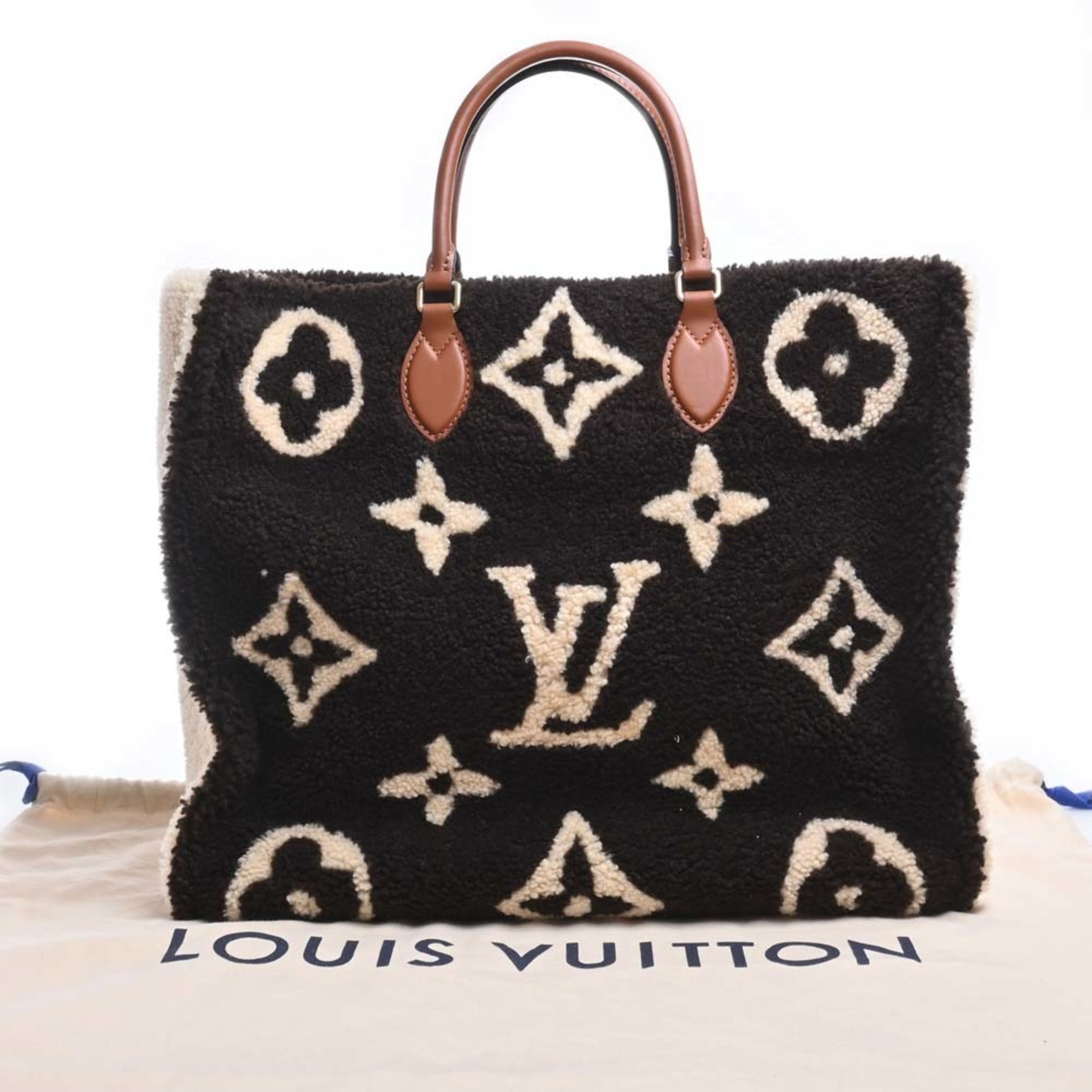 LOUIS VUITTON Monogram Teddy On the Go GM 2WAY Handbag M55420 Brown/Ivory Women's