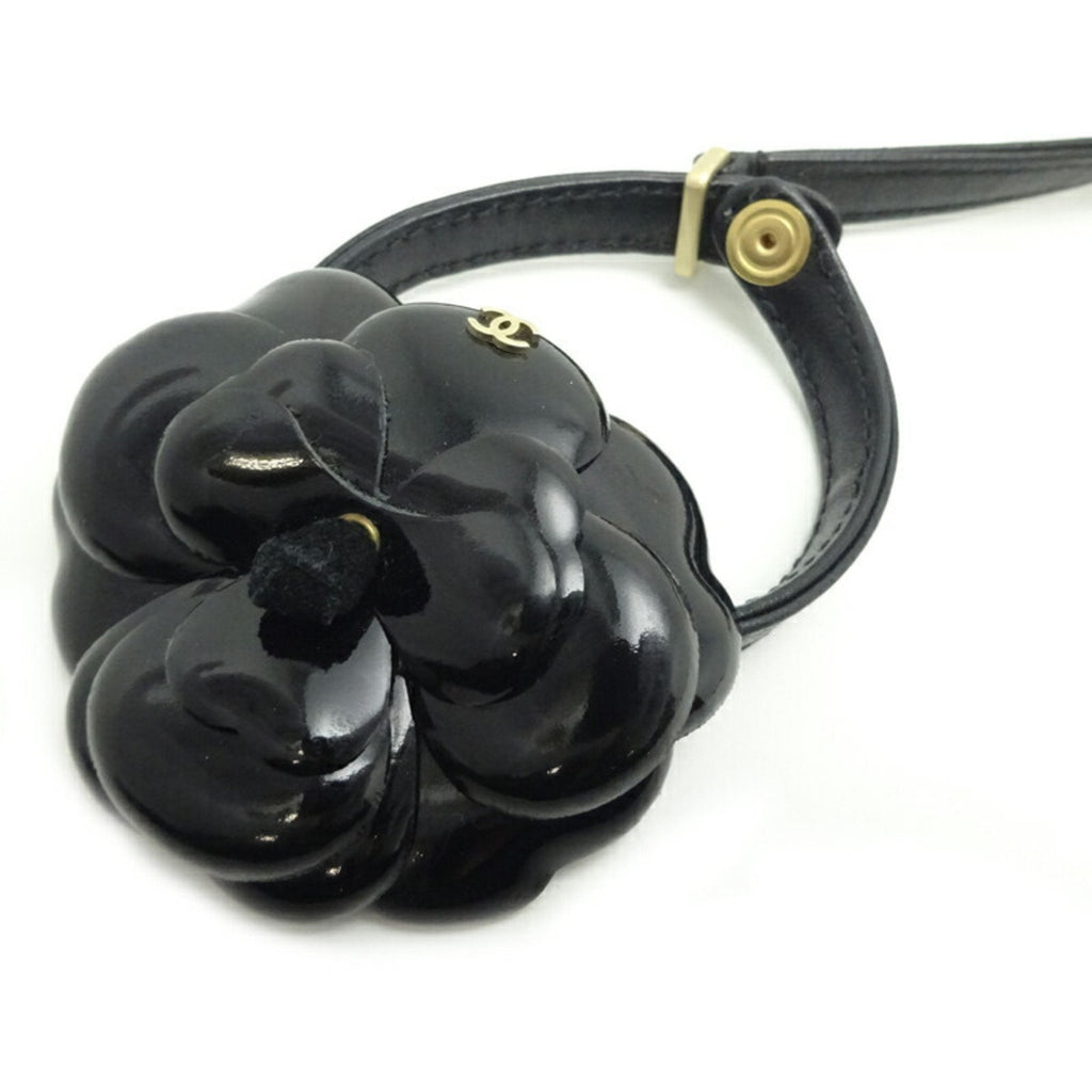 CHANEL Camellia Pouch Women's and Men's Handbag Leather Black