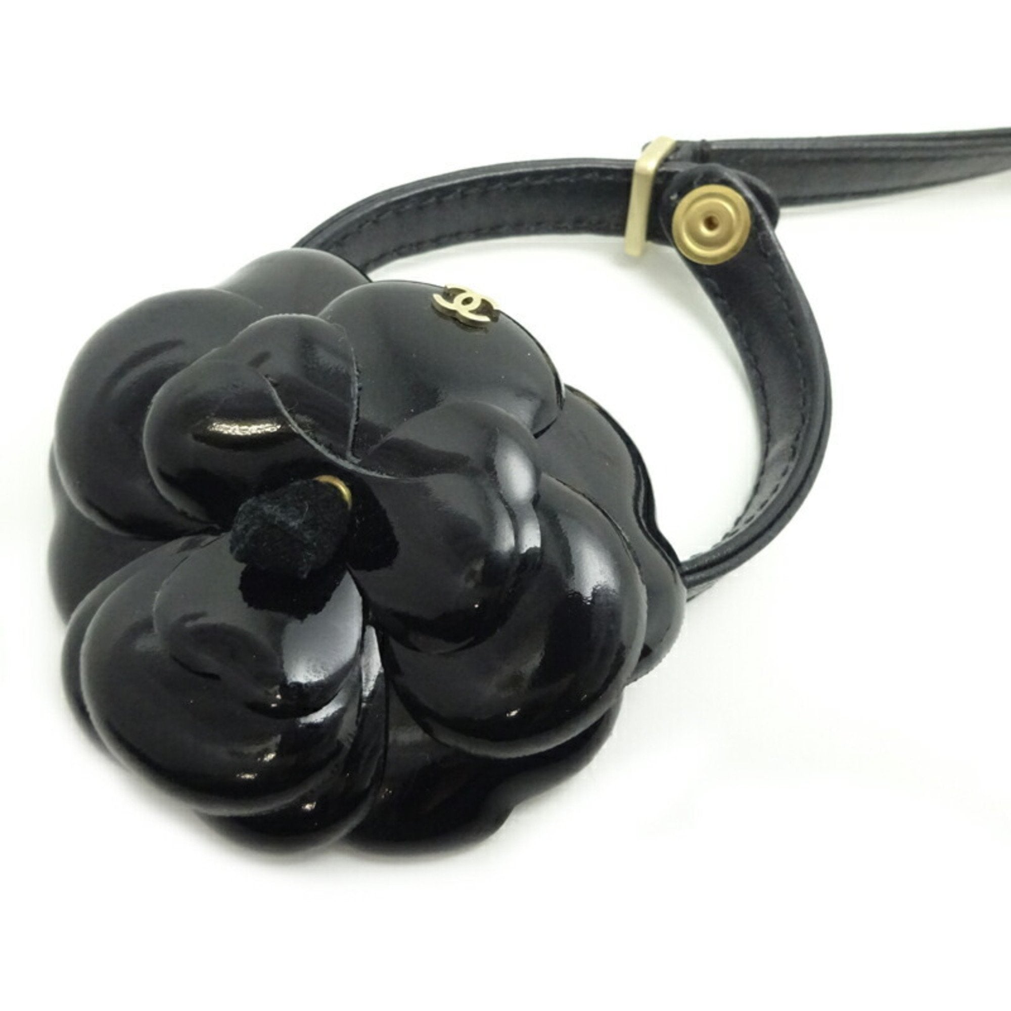 CHANEL Camellia Pouch Women's and Men's Handbag Leather Black