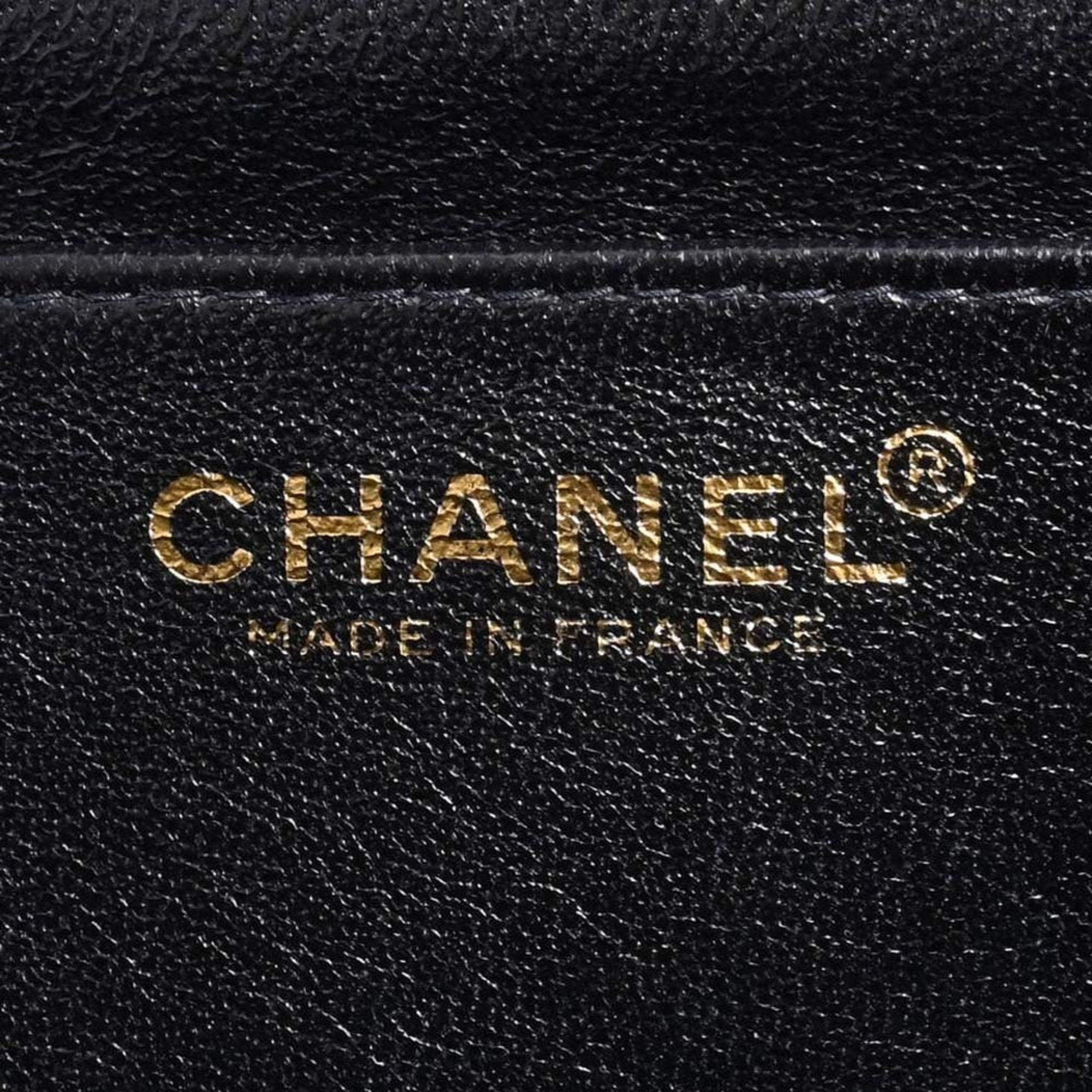 CHANEL Caviar Skin Matelasse Coco Mark Handbag Black Ladies