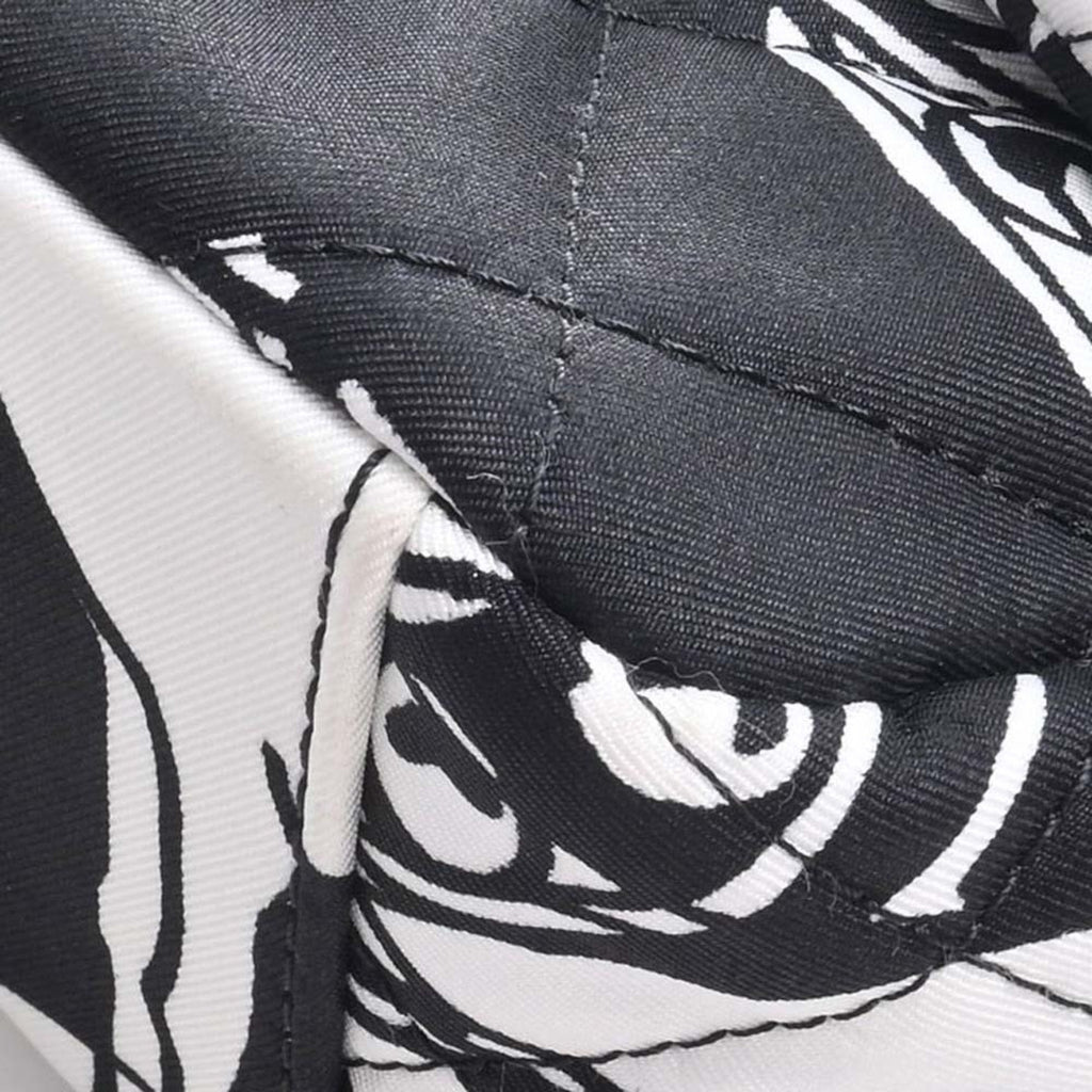 CHANEL Canvas Coco Mark Chain Handbag Black White Ladies