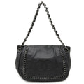 CHANEL luxury line here mark shoulder bag chain leather black