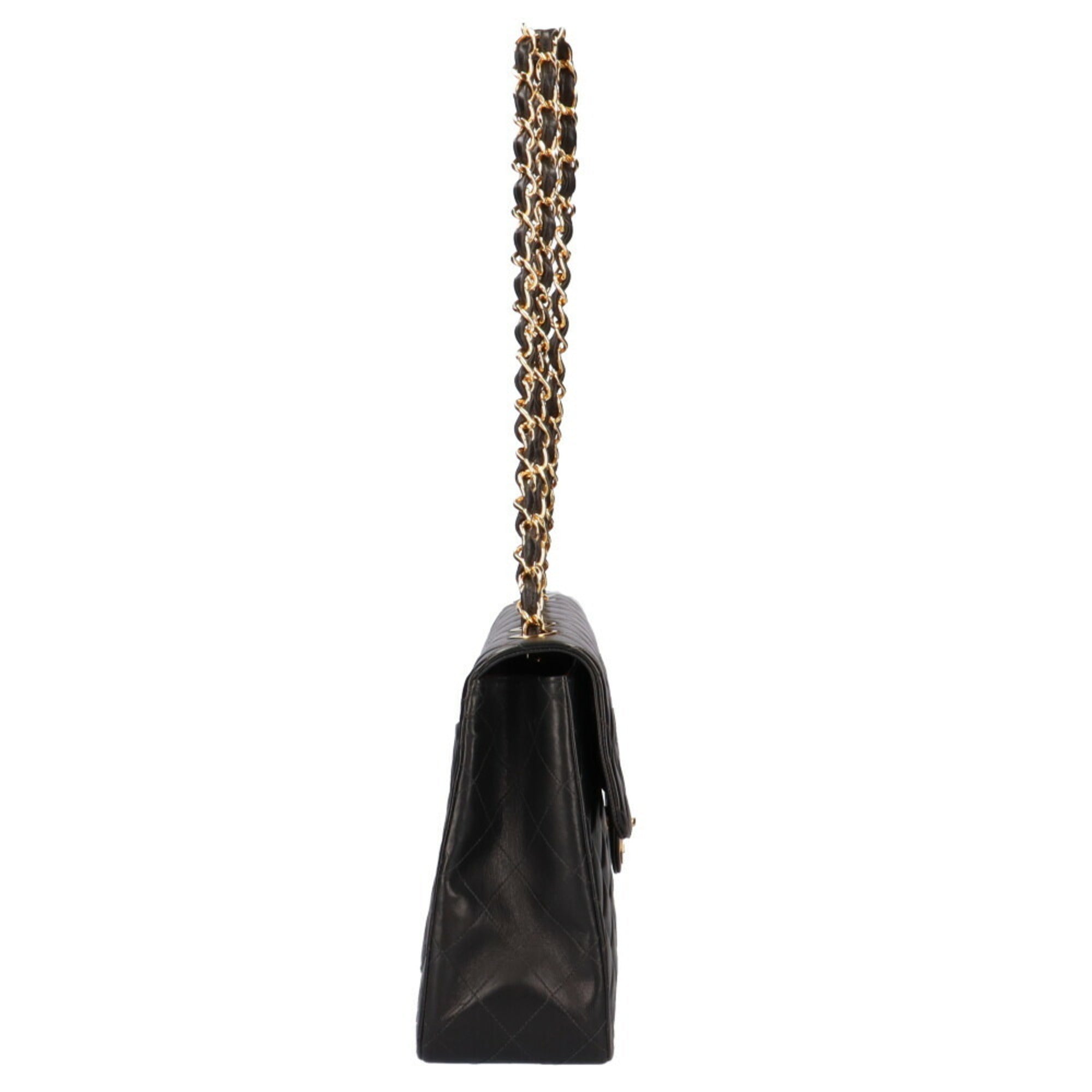 CHANEL chain matelasse shoulder bag lambskin black ladies