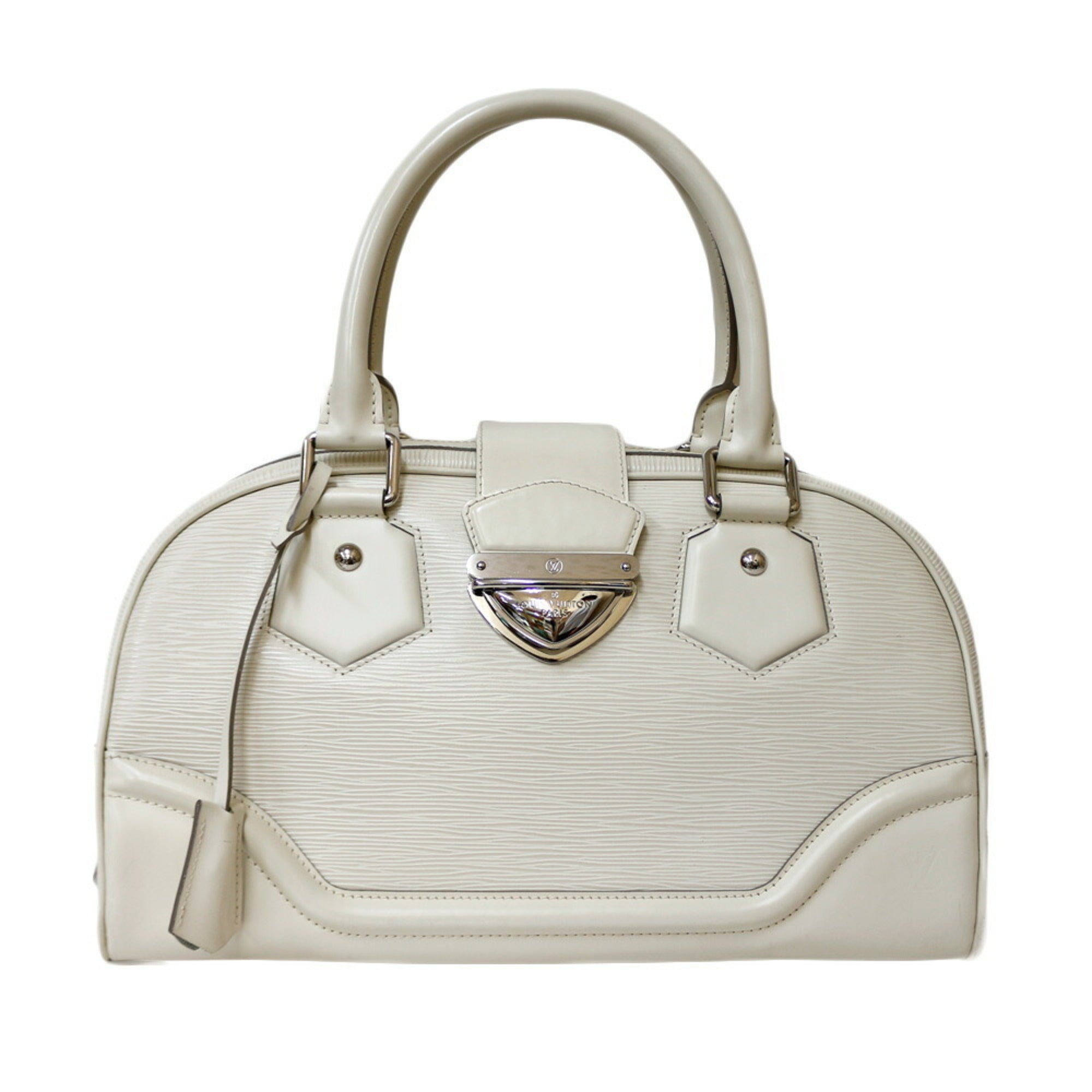 LOUIS VUITTON Bowling Montaigne GM Epi Shoulder Bag Leather M5931J White Ladies