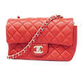 CHANELAuth  Matelasse W Flap W Chain Shoulder Bag Lambskin Women's Leather Red