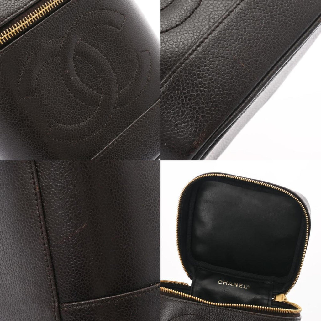 CHANEL Vanity Brown Ladies Caviar Skin Handbag