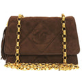CHANEL Matelasse Coco Mark Suede Brown Shoulder Bag