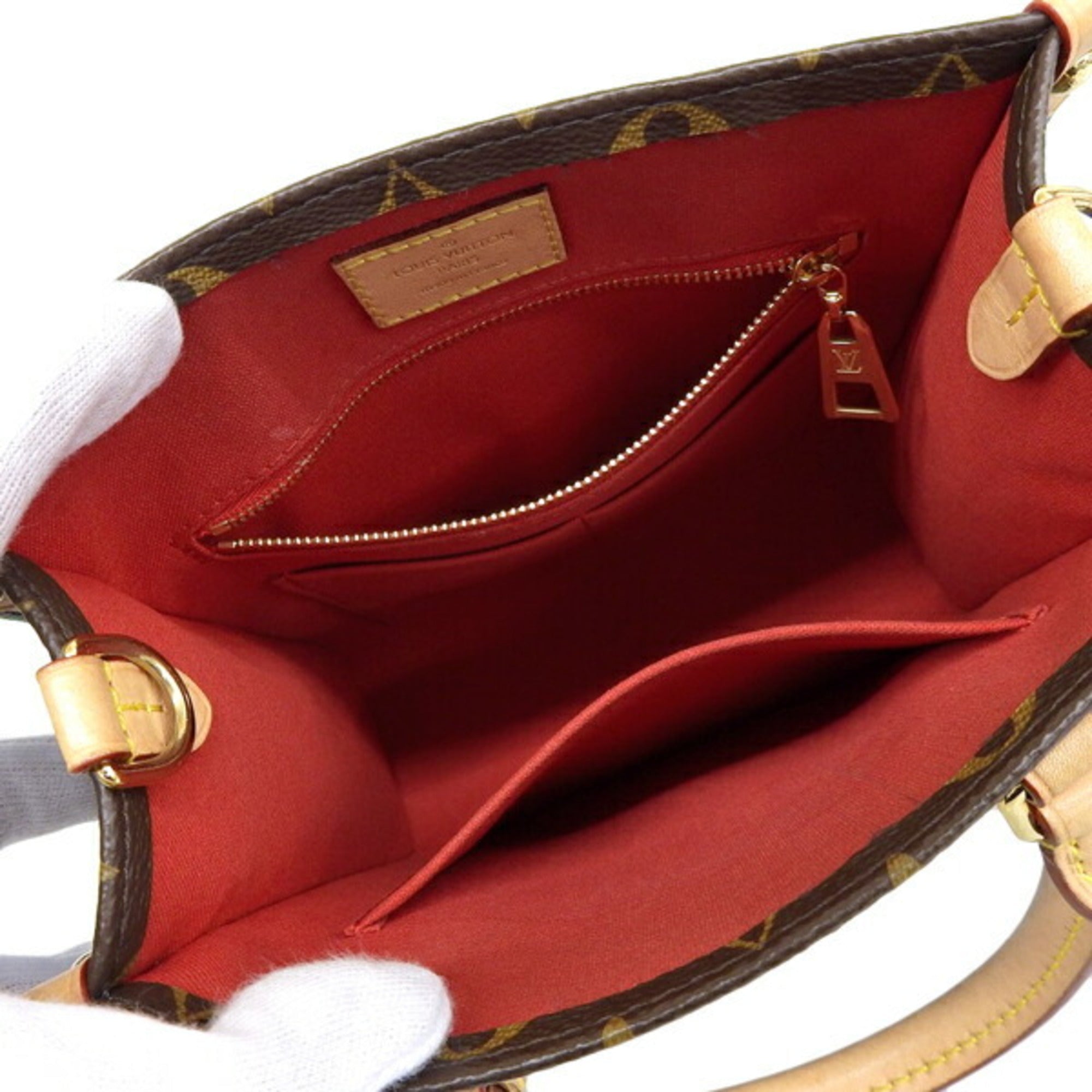 LOUIS VUITTON Monogram Sac Pla BB Handbag M46265 Brown Women's