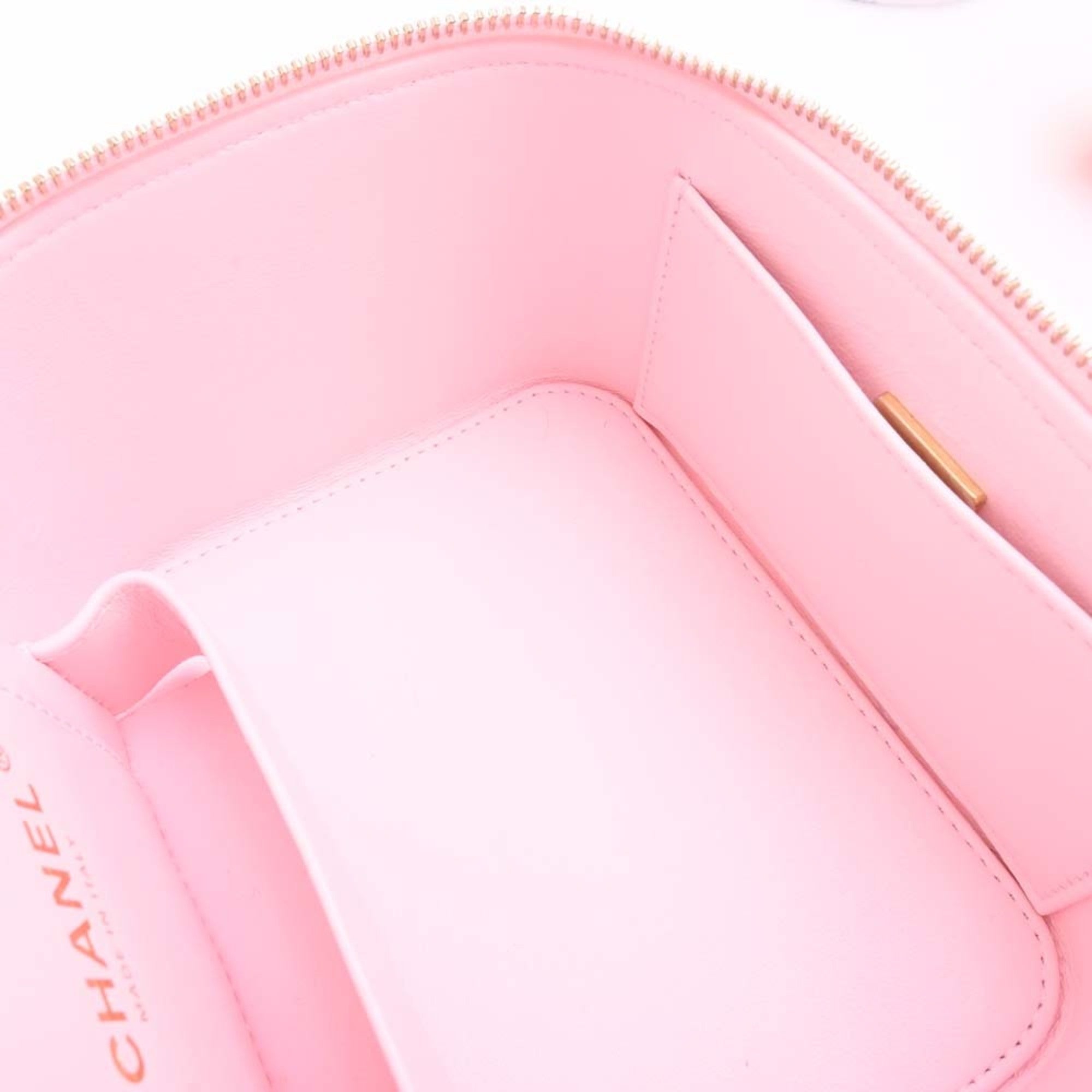 CHANEL Caviar Skin Matelasse Coco Mark Small Vanity Bag Shoulder Pink Ladies