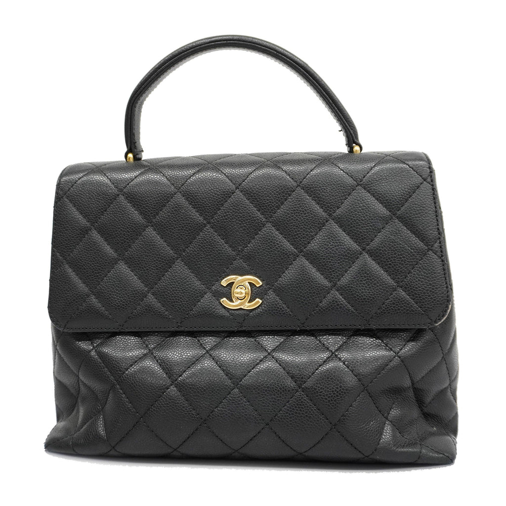 CHANEL  Matelasse Handbag Women's Caviar Leather Black