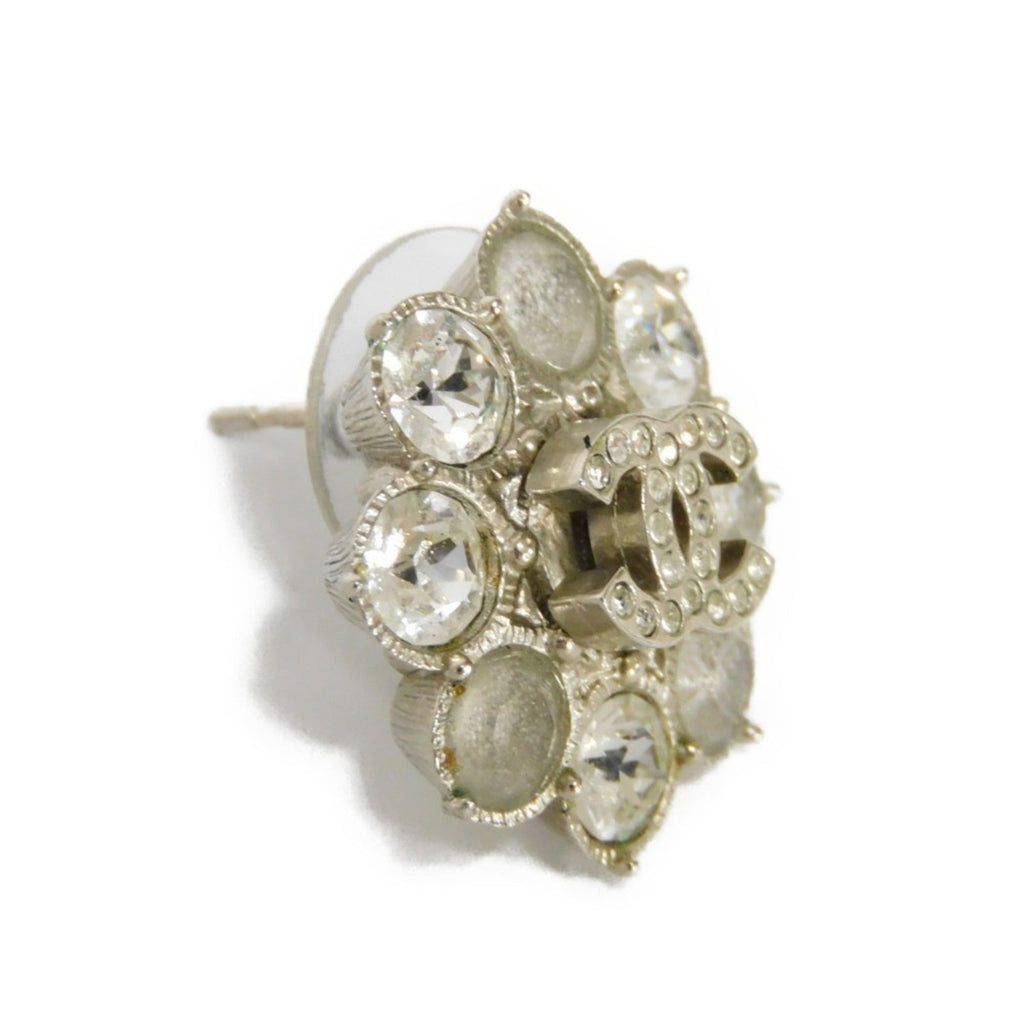 CHANEL Earrings Flower Crystal Coco Mark Strass Rhinestone CC Clear Ladies Accessories Jewelry