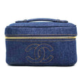 CHANEL Handbag Vanity Bag Coco Mark Denim Blue Gold Women's