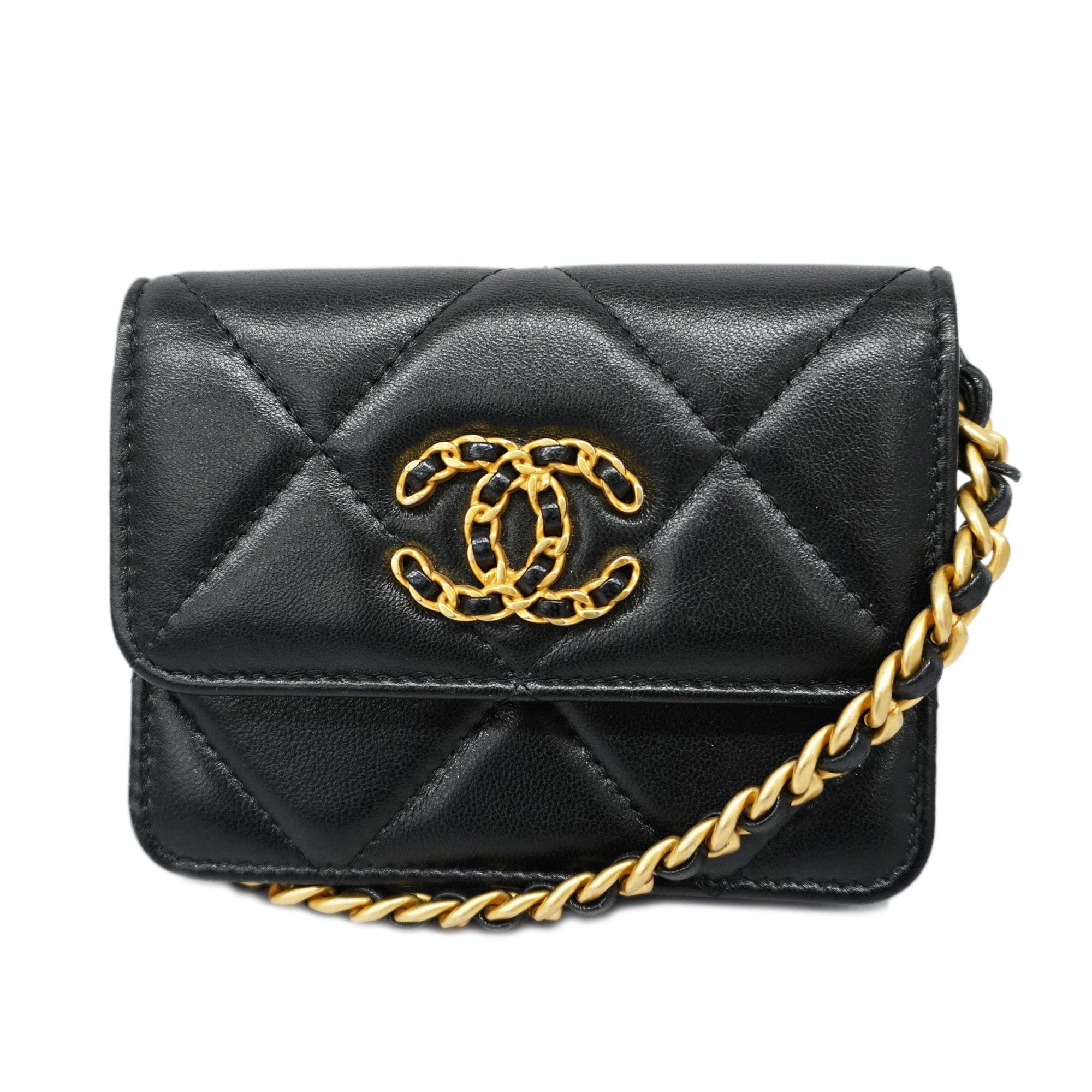 CHANELAuth  Matelasse Chain Shoulder Women's Leather Shoulder Bag Black