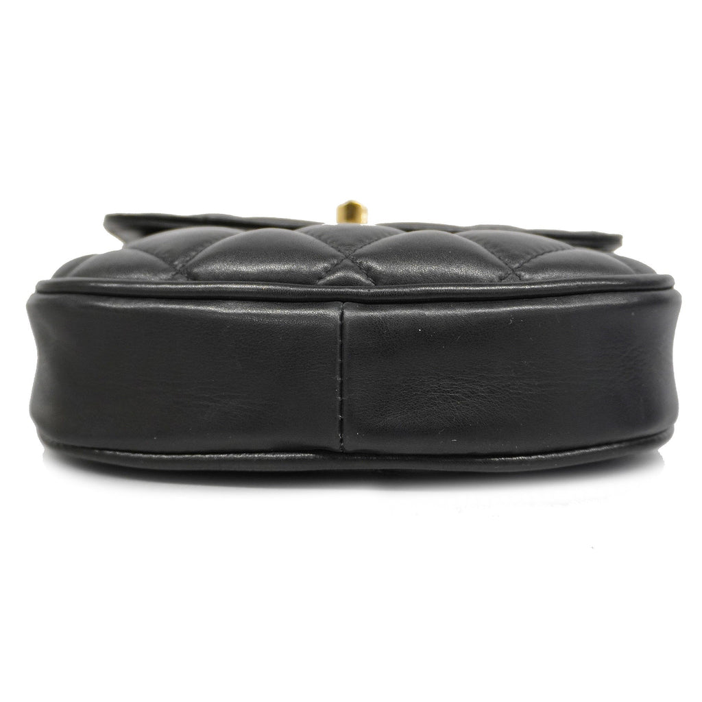 CHANEL[3bd5060] Auth  handbag Matelasse lambskin black gold metal