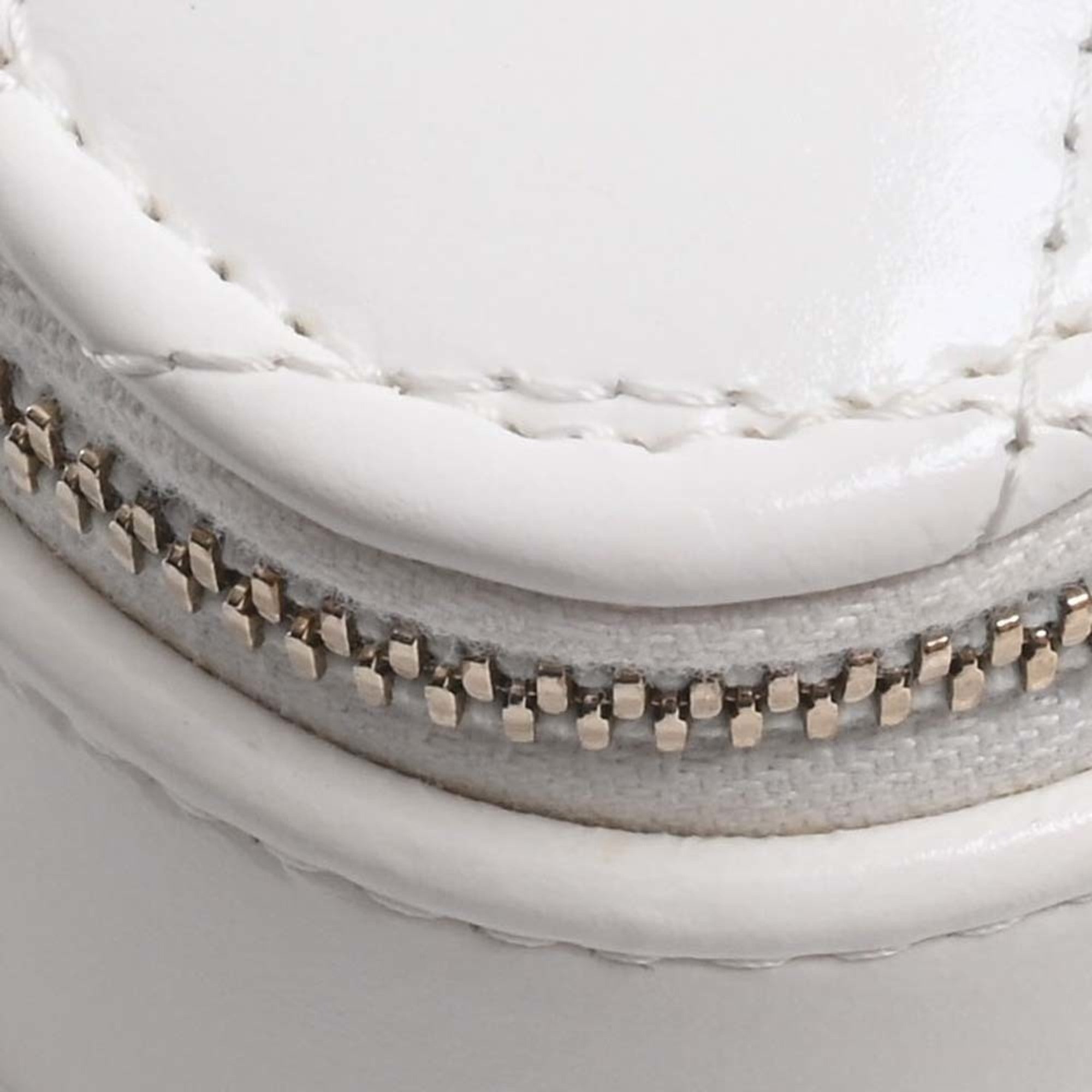 CHANEL Leather Matelasse Coco Mark Chain Shoulder Bag Vanity White Ladies
