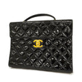CHANELAuth  Matelasse Business Bag Women's Patent Leather Briefcase Black