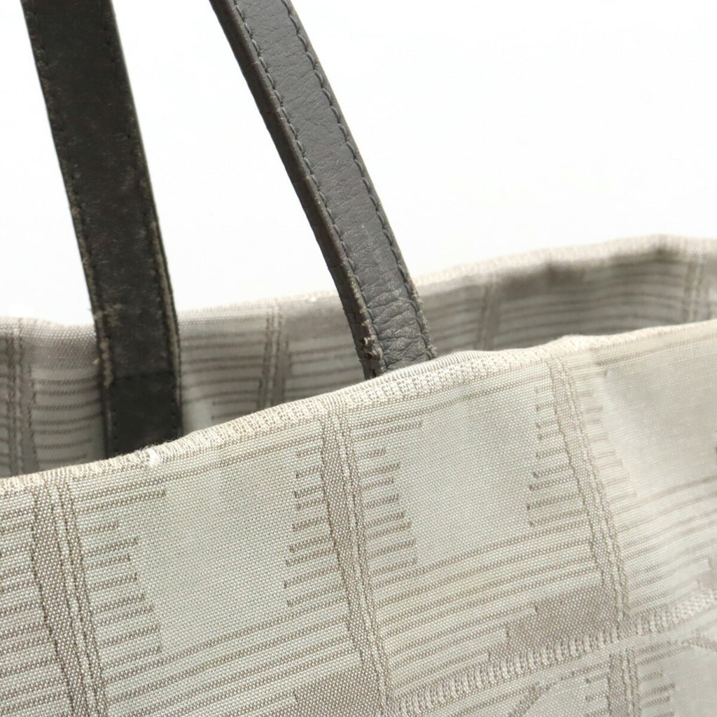 CHANEL New Line Large Tote Bag Shoulder Nylon Jacquard Leather Gray 7148