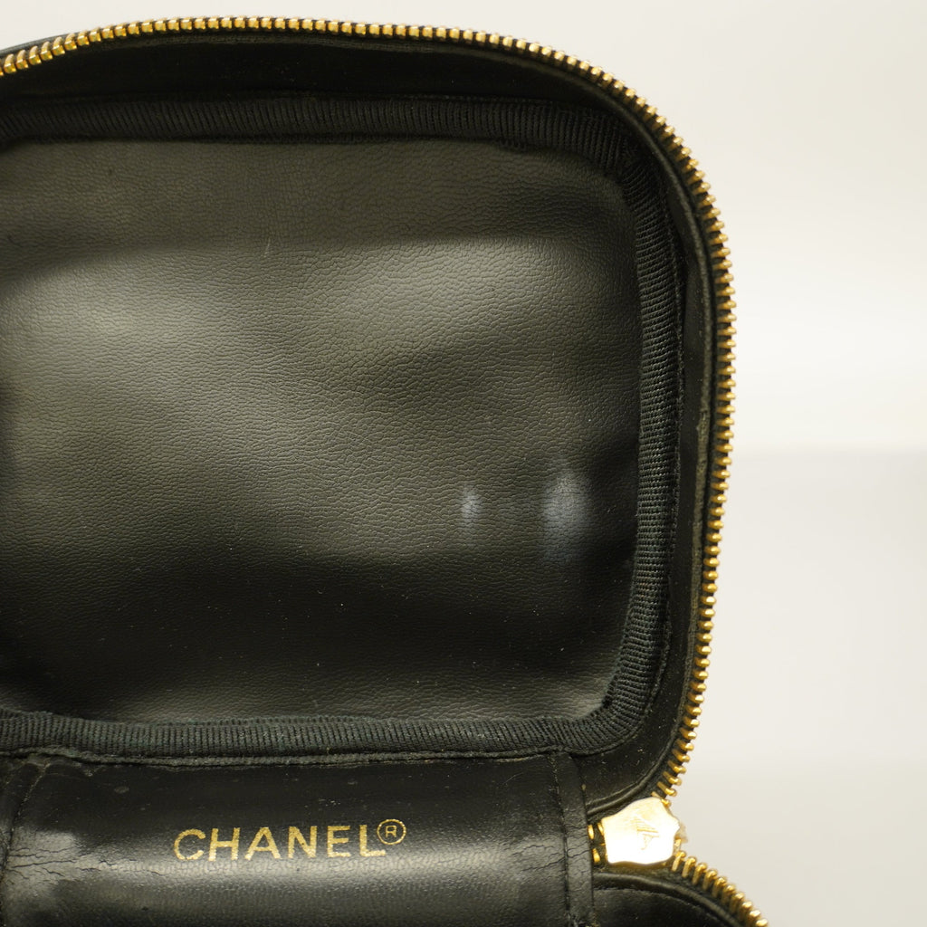 CHANEL  Bicolor Vanity Bag Women's Leather Vanity Bag Black