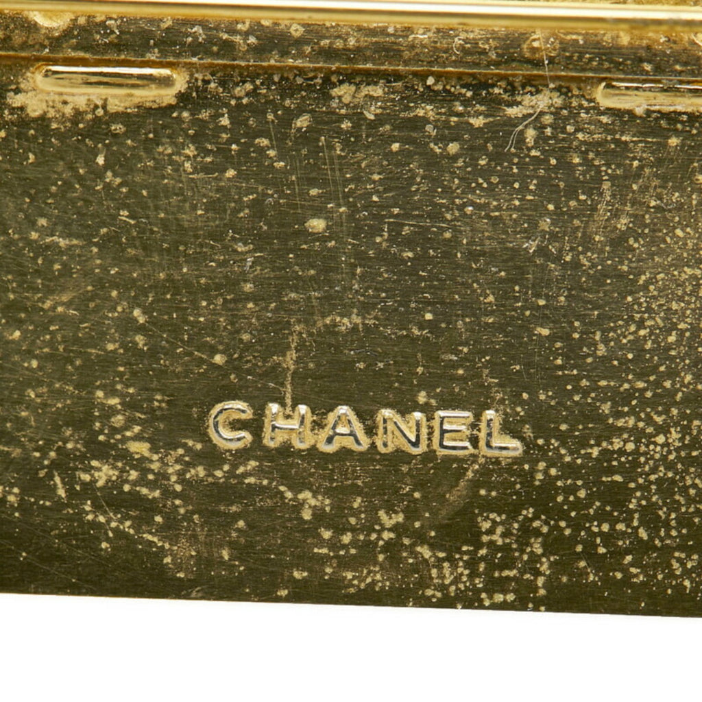 CHANEL nameplate brooch gold plated ladies
