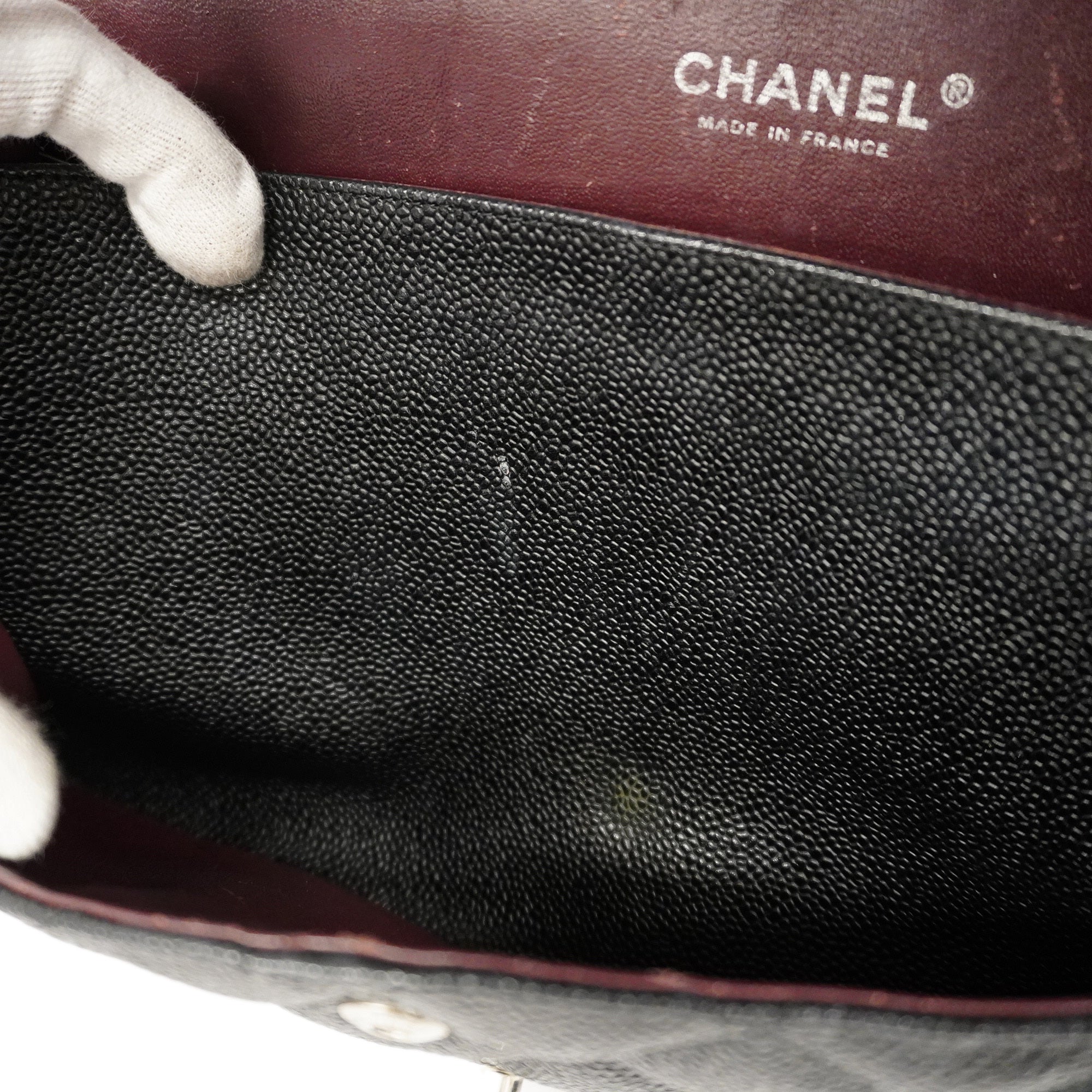 CHANEL  Matelasse W Flap W Chain Women's Caviar Leather Shoulder Bag Black
