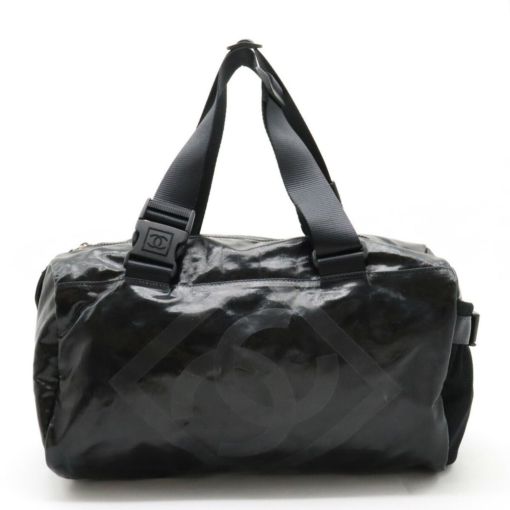 CHANEL Sports Line Coco Mark Shoulder Bag Boston Coated Canvas Black A35980