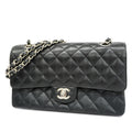 CHANEL  Matelasse W Flap W Chain Women's Caviar Leather Shoulder Bag Black