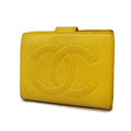 CHANELAuth  Wallet Gold Hardware Women's Caviar Leather Yellow