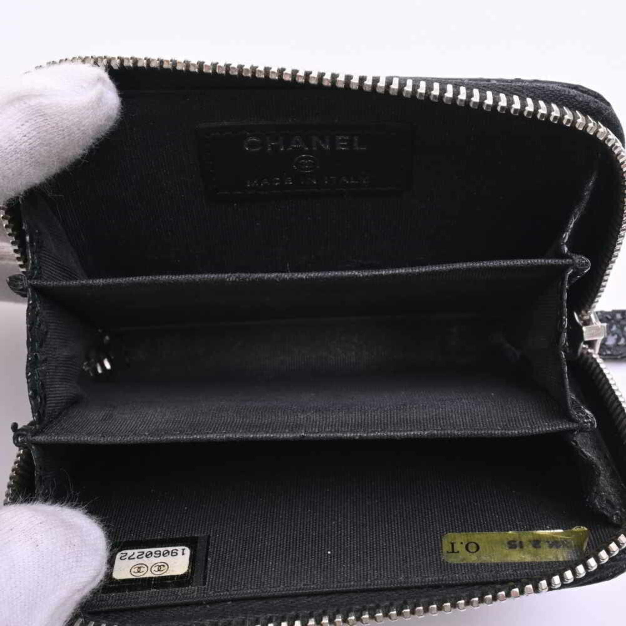 Chanel Leather Coco Mark Coin Case Black
