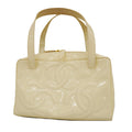 CHANELAuth  Triple Coco Women's Patent Leather Handbag Ivory