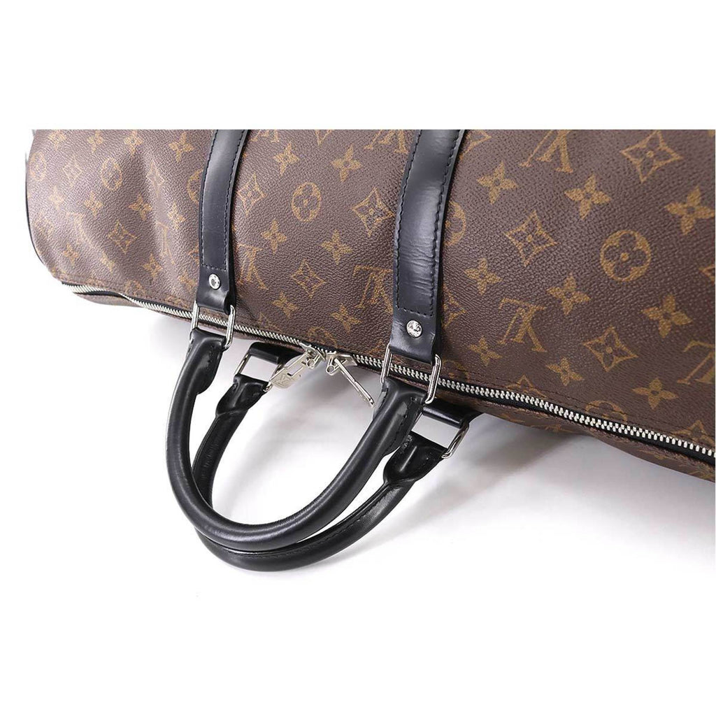 Louis Vuitton Monogram Macassar Keepall Bandouliere 50 2way Boston Shoulder Bag Brown Black