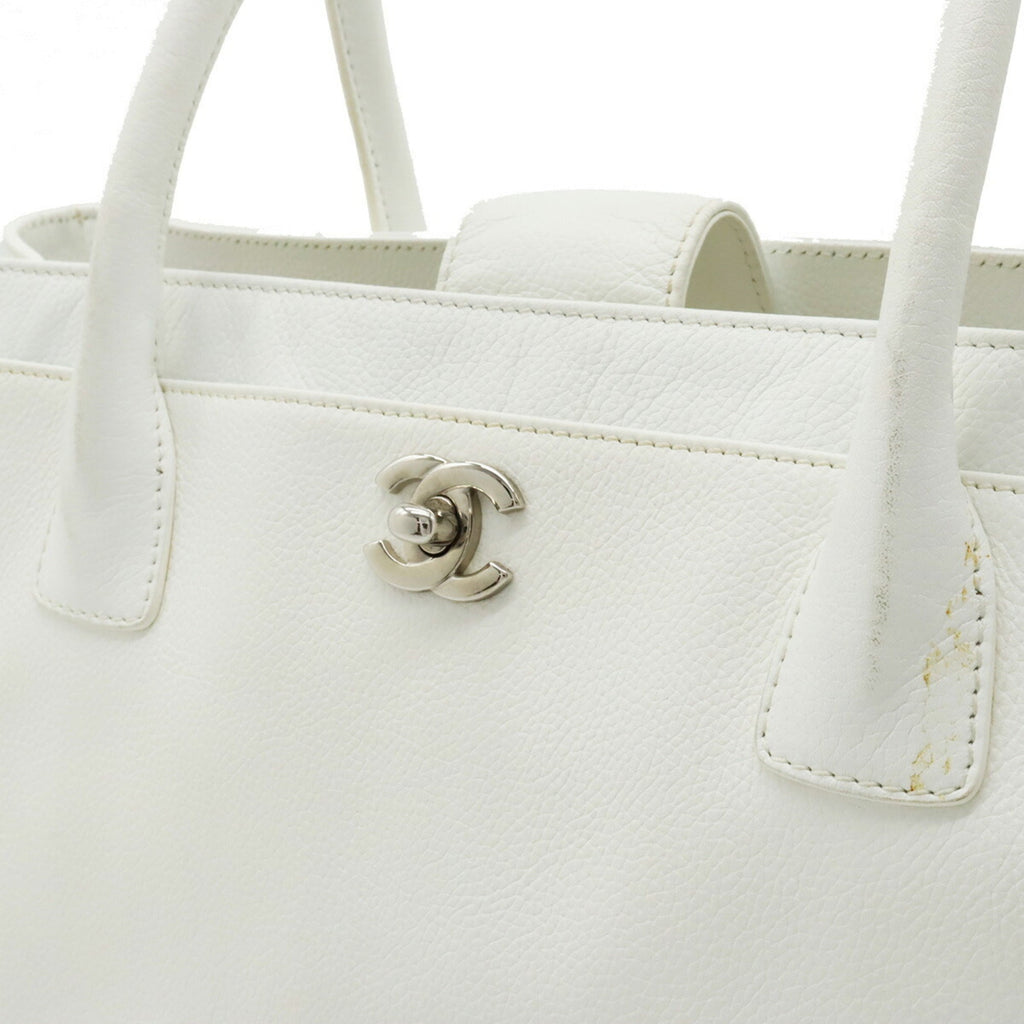CHANEL Executive Line Coco Mark Tote Bag Handbag White Shoulder A15206