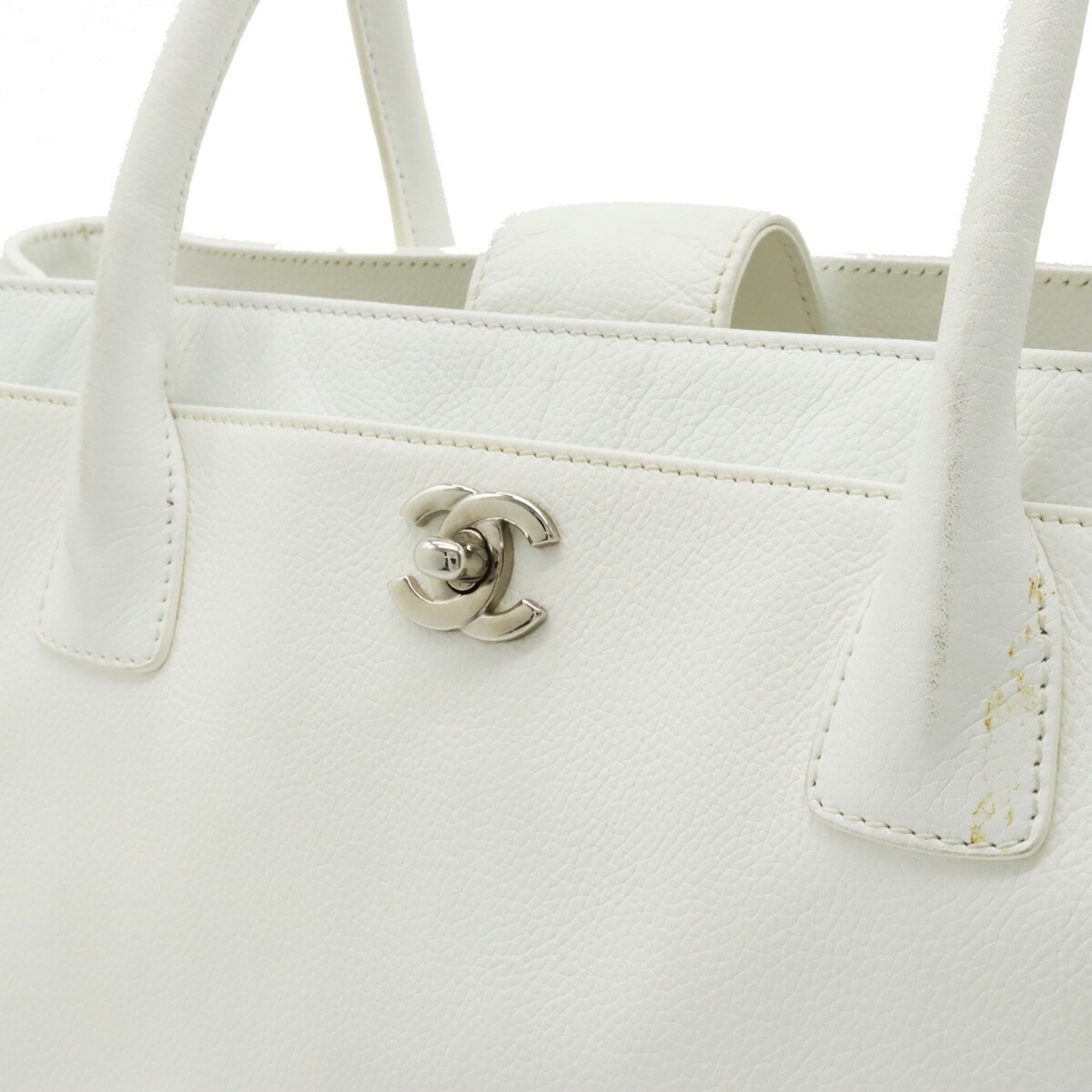 CHANEL Executive Line Coco Mark Tote Bag Handbag White Shoulder A15206