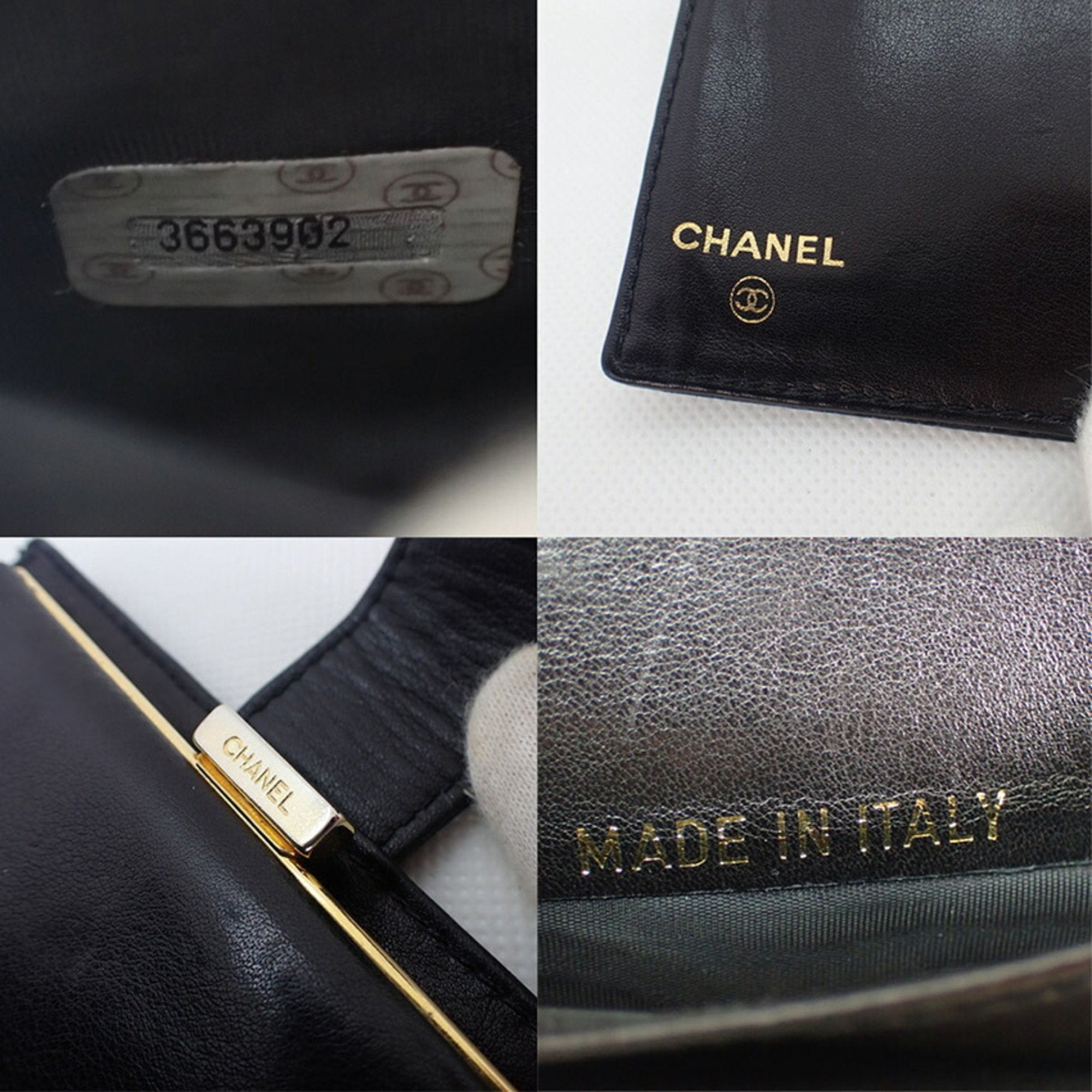 CHANEL caviar skin black two fold wallet