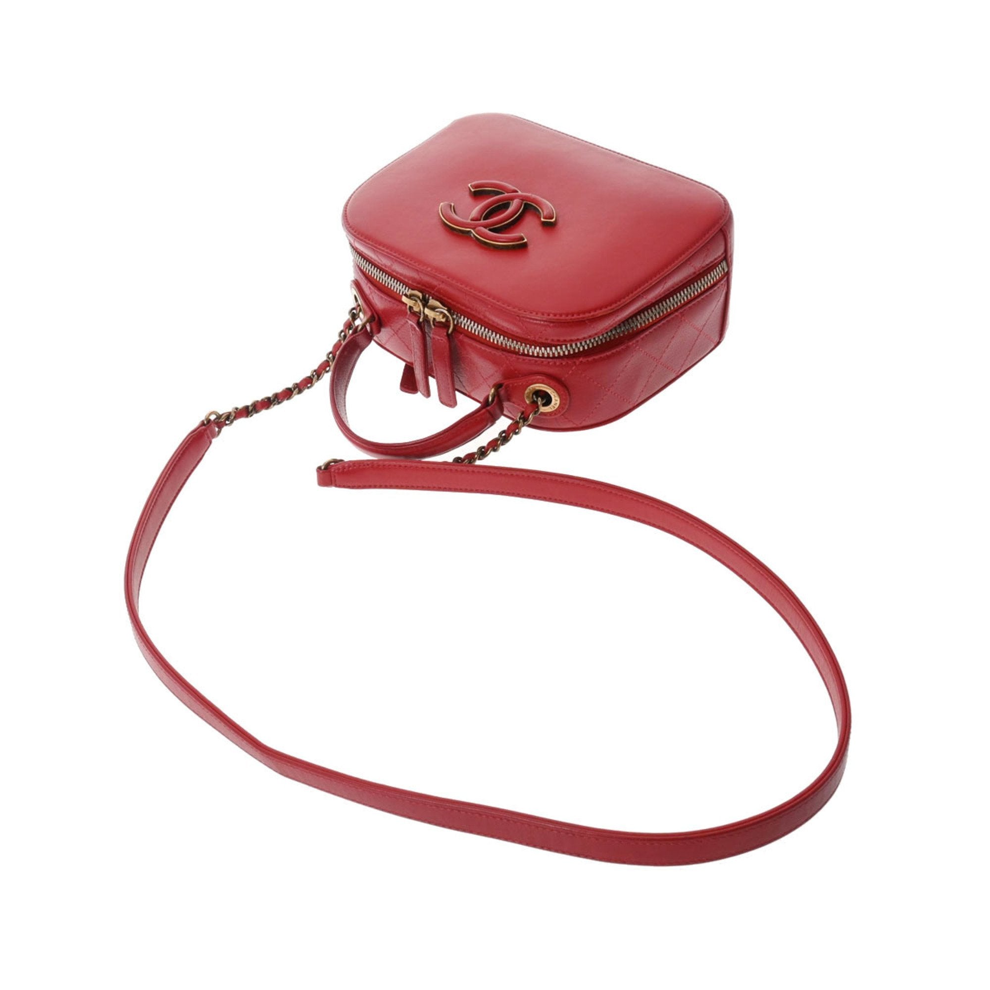CHANEL handbag red A93463 ladies calf shoulder bag