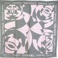 CHANEL Scarf Coco Mark Silk Gray x Pink Ladies