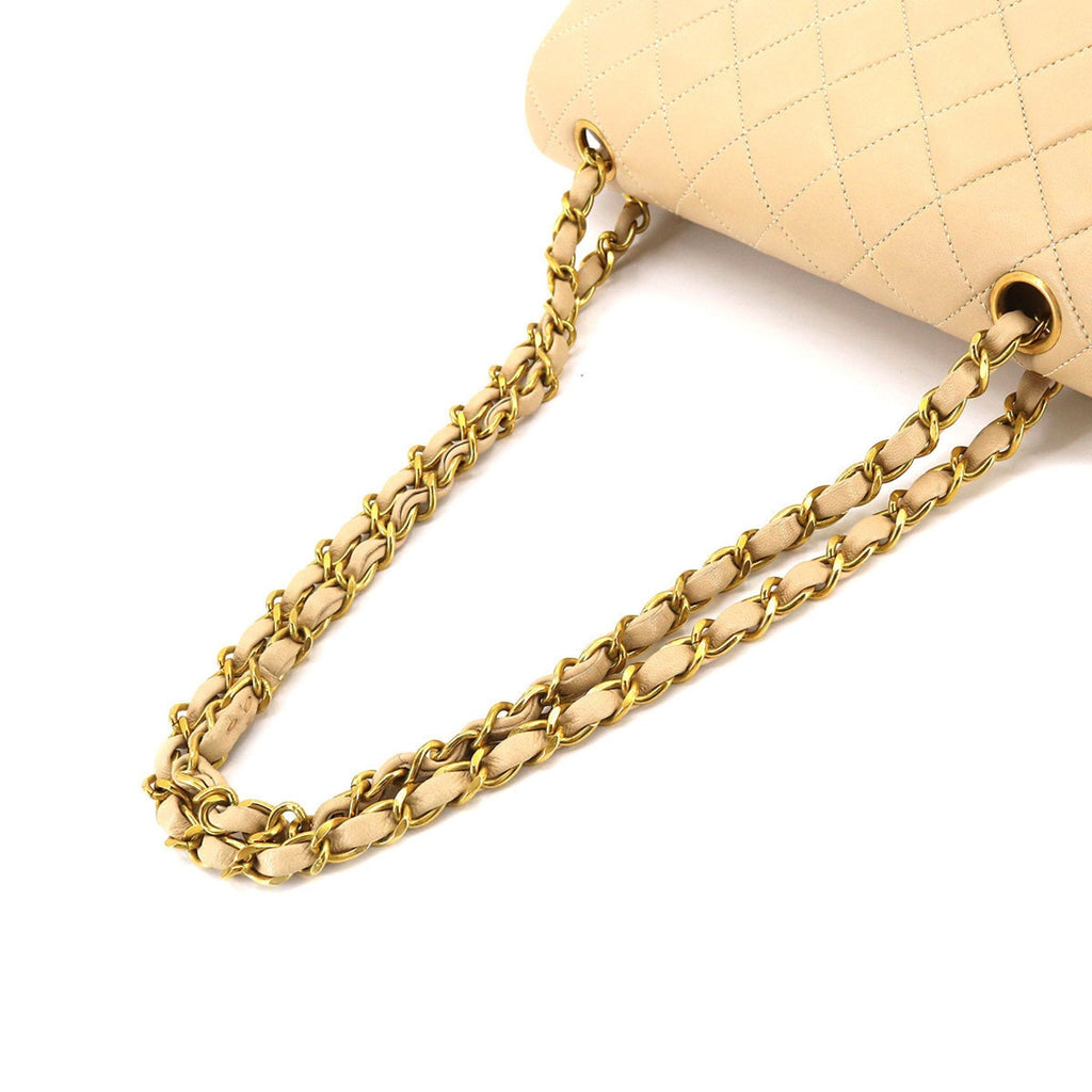 CHANEL Matelasse 23 Chain Shoulder Bag Leather Beige A01113 Vintage Coco Mark Gold Hardware
