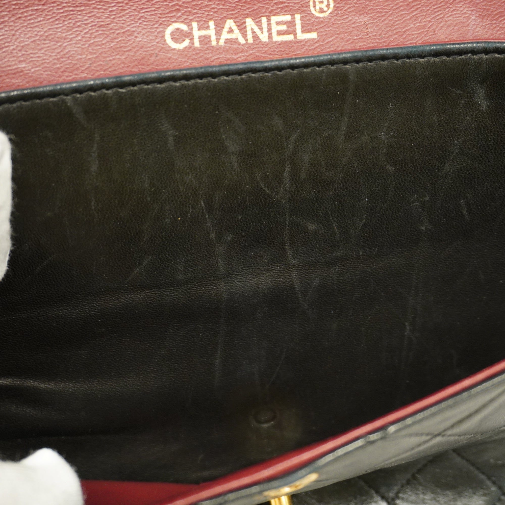 CHANELAuth  Matelasse W Flap W Chain Women's Leather Shoulder Bag Black