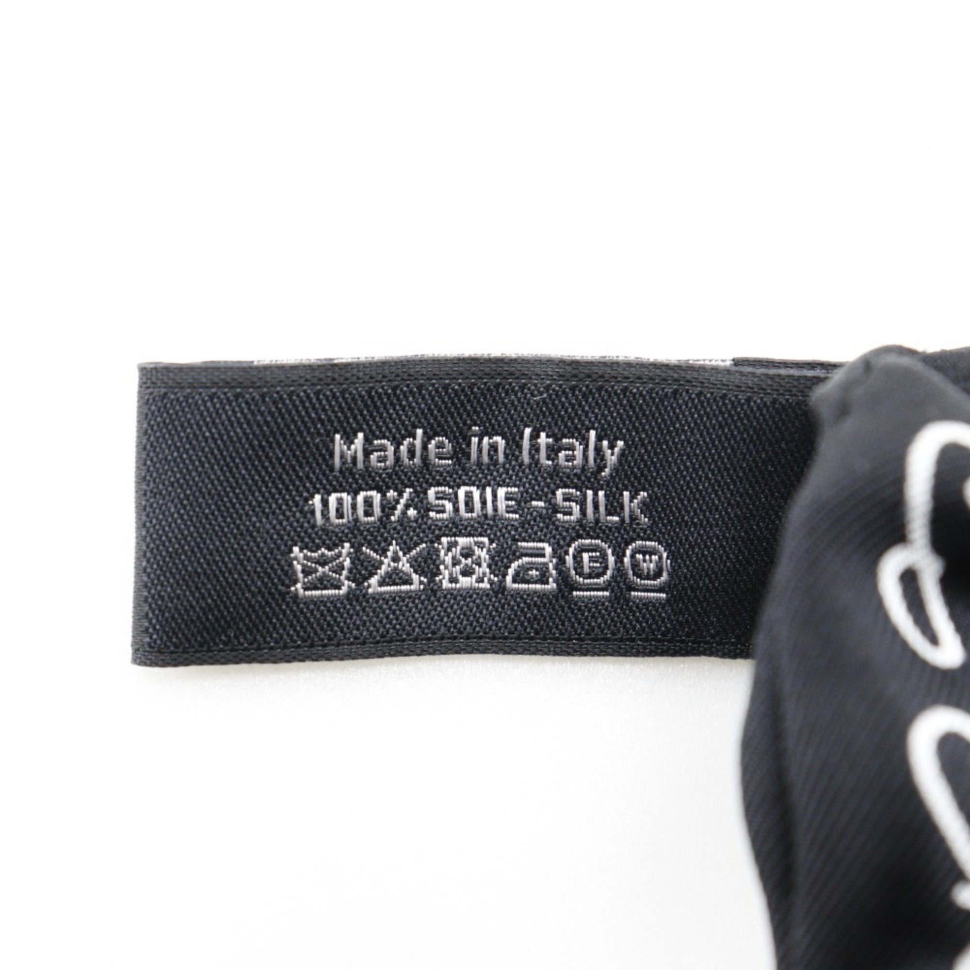 CHANEL Ribbon Scrunchie Other Accessories Coco Mark Logo Silk Black/White Women's