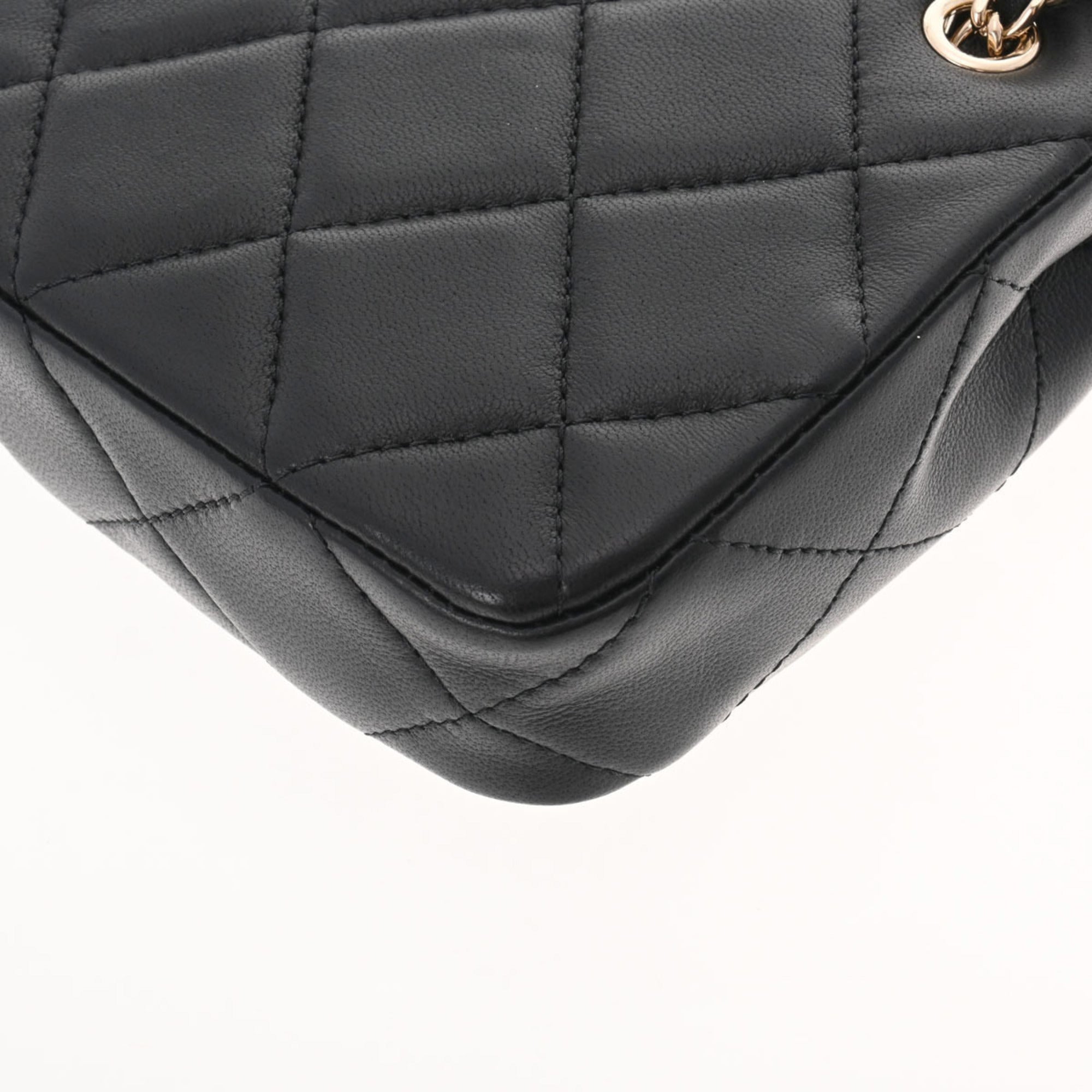 CHANEL Matelasse Pochette Chain Shoulder Black Women's Lambskin Bag