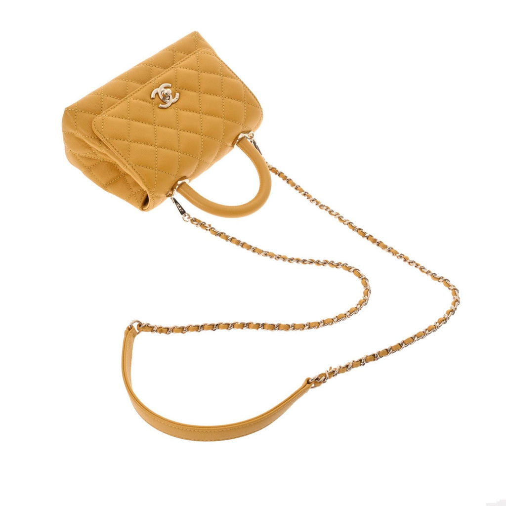 CHANEL matelasse XXS yellow AS2215 ladies caviar skin bag