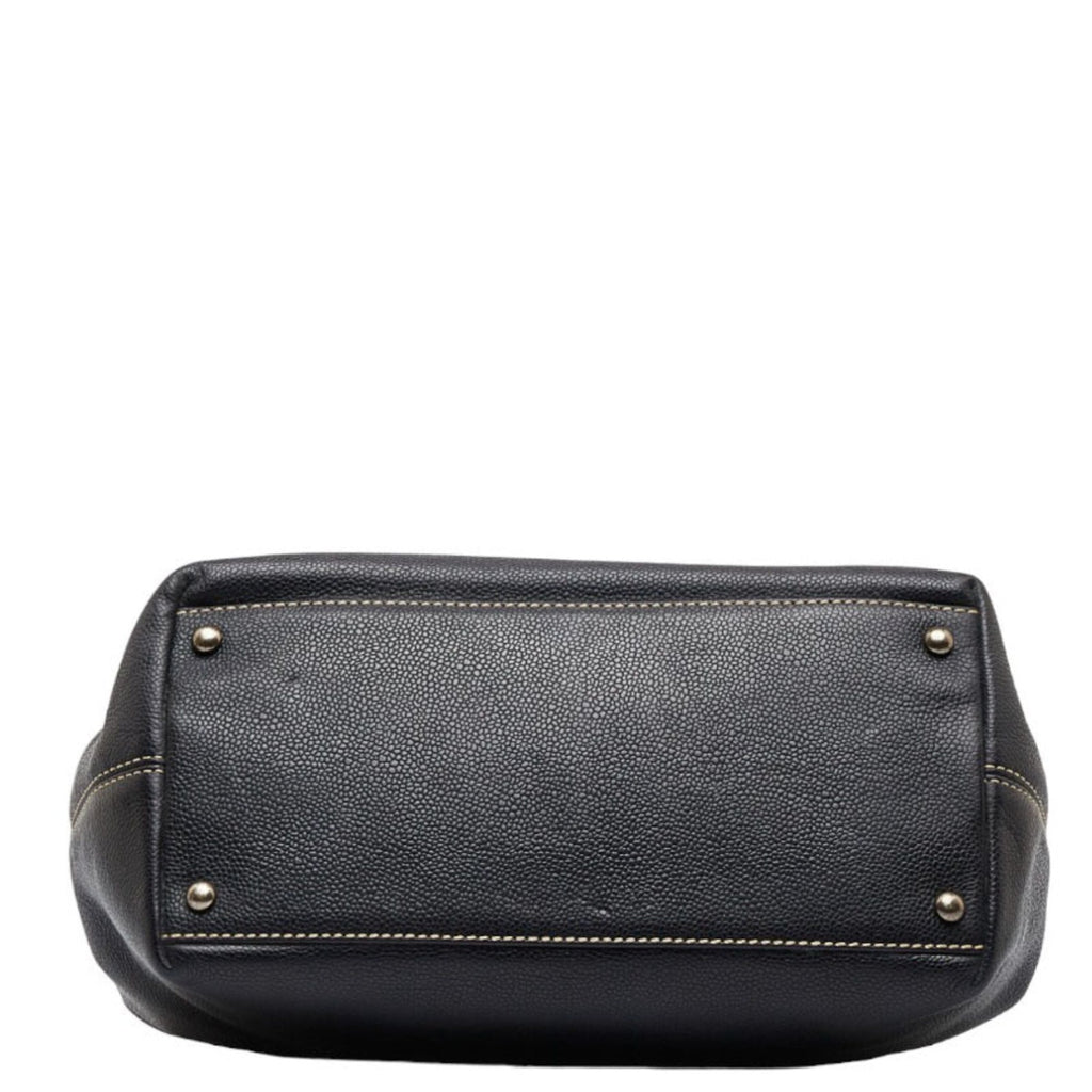 CHANEL Coco Mark Turnlock Handbag Tote Bag Black Caviar Skin Ladies